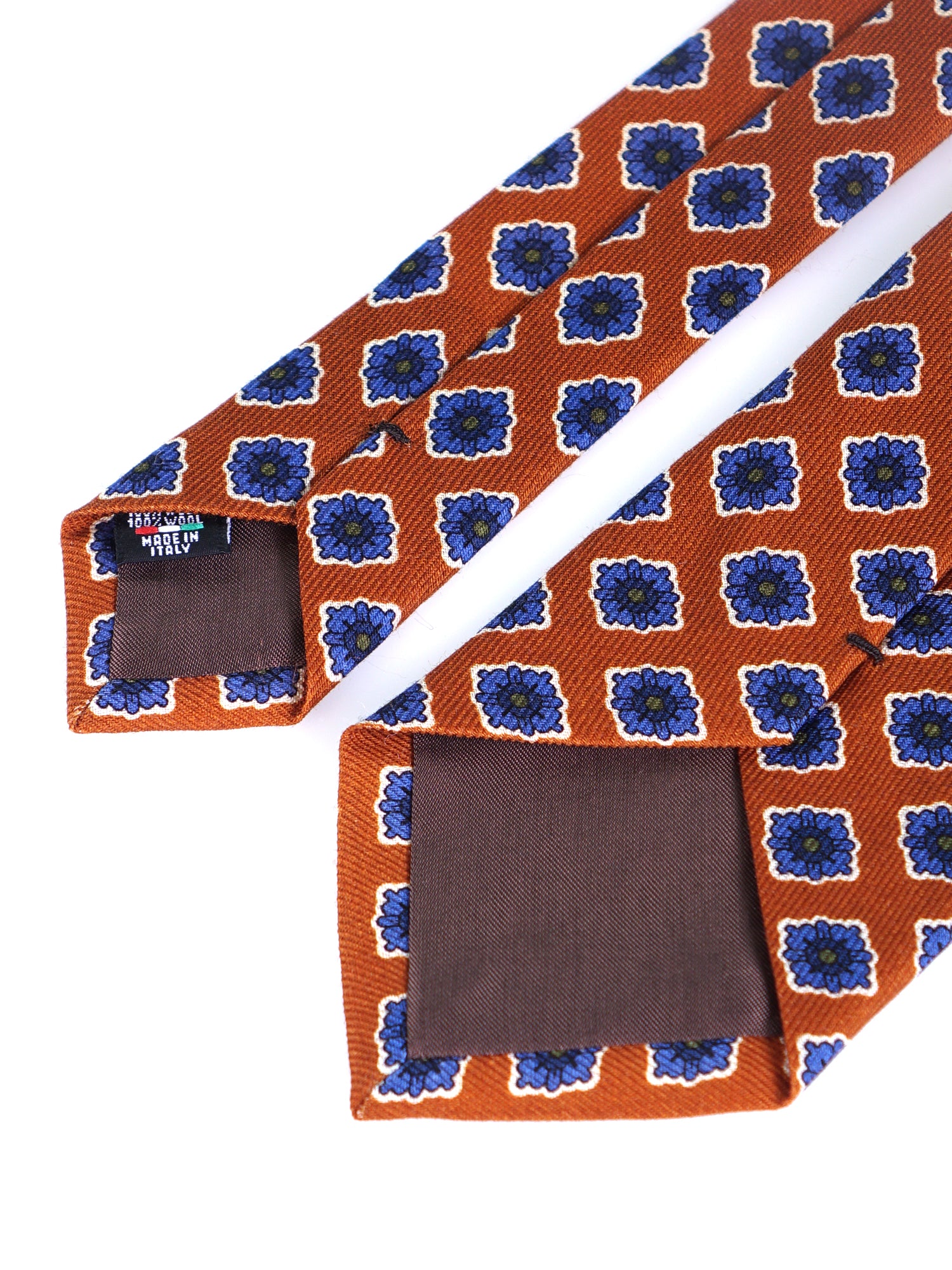 Cravatta cammello 3 Pieghe GASTONE in lana challis stampata inglese
