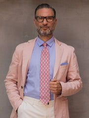 Cravatta rosa sartoriale sfoderata GEMINA in lino/seta