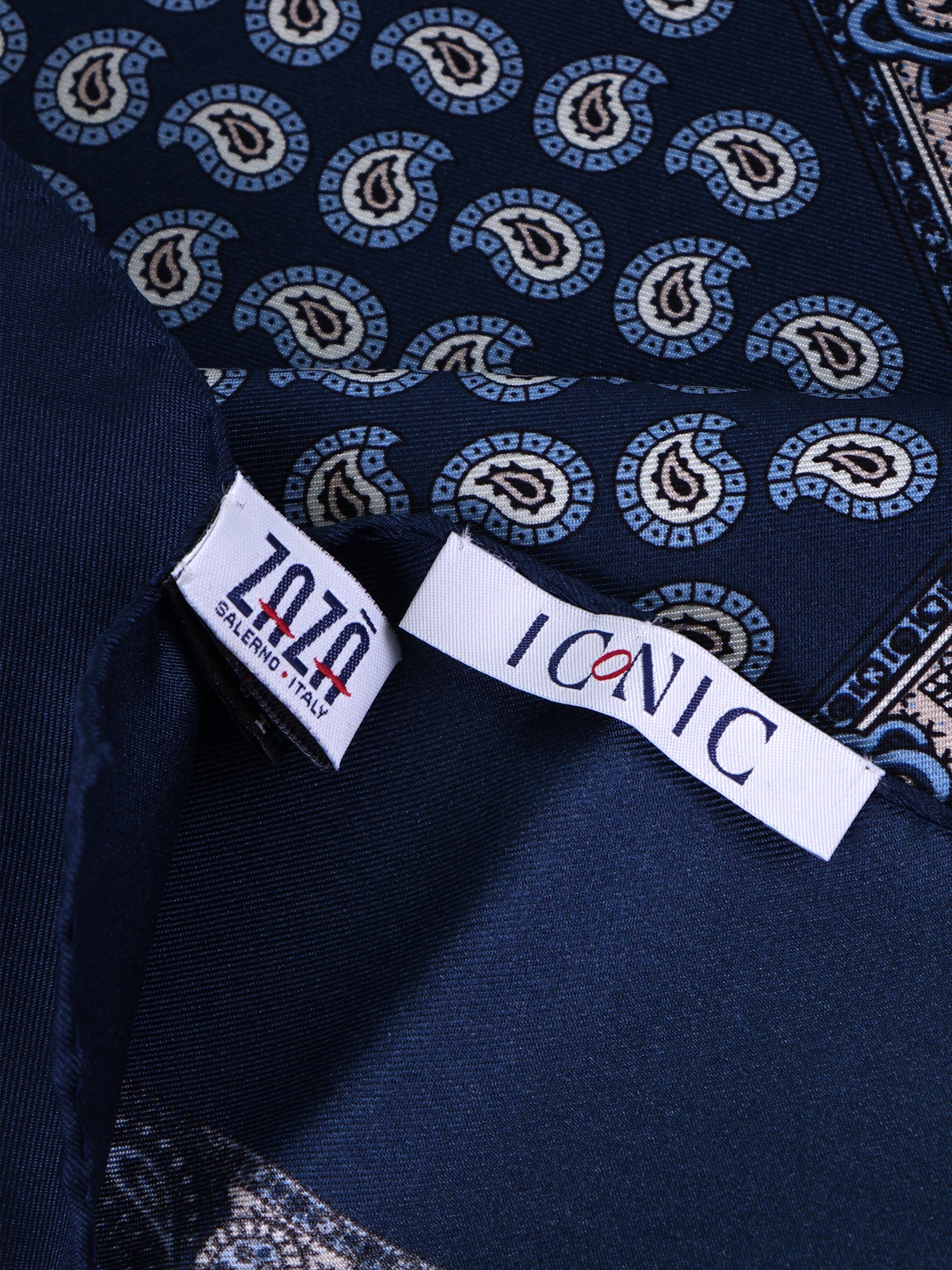 Foulard GLAZE blu in seta stampata