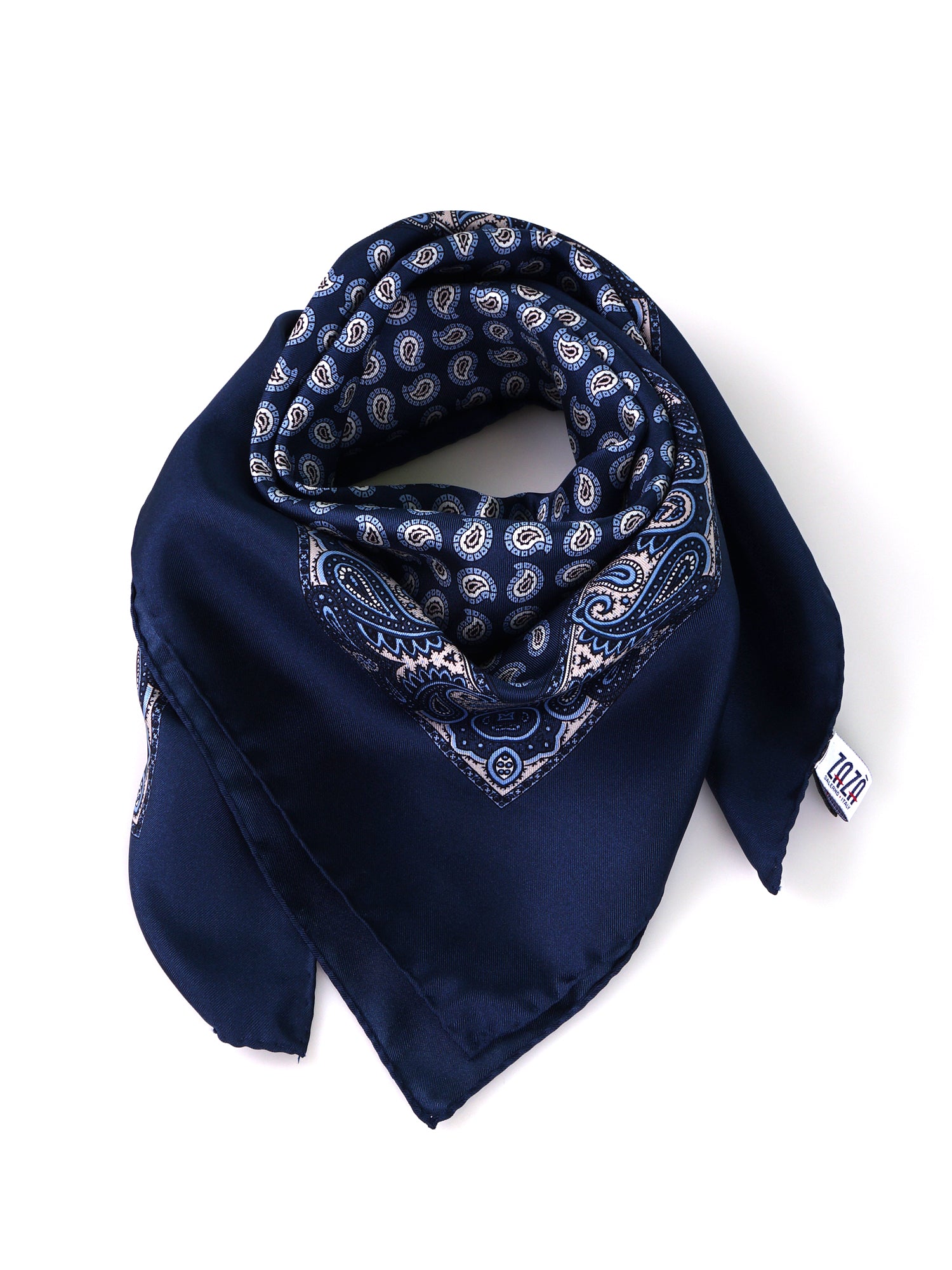 Foulard GLAZE blu in seta stampata