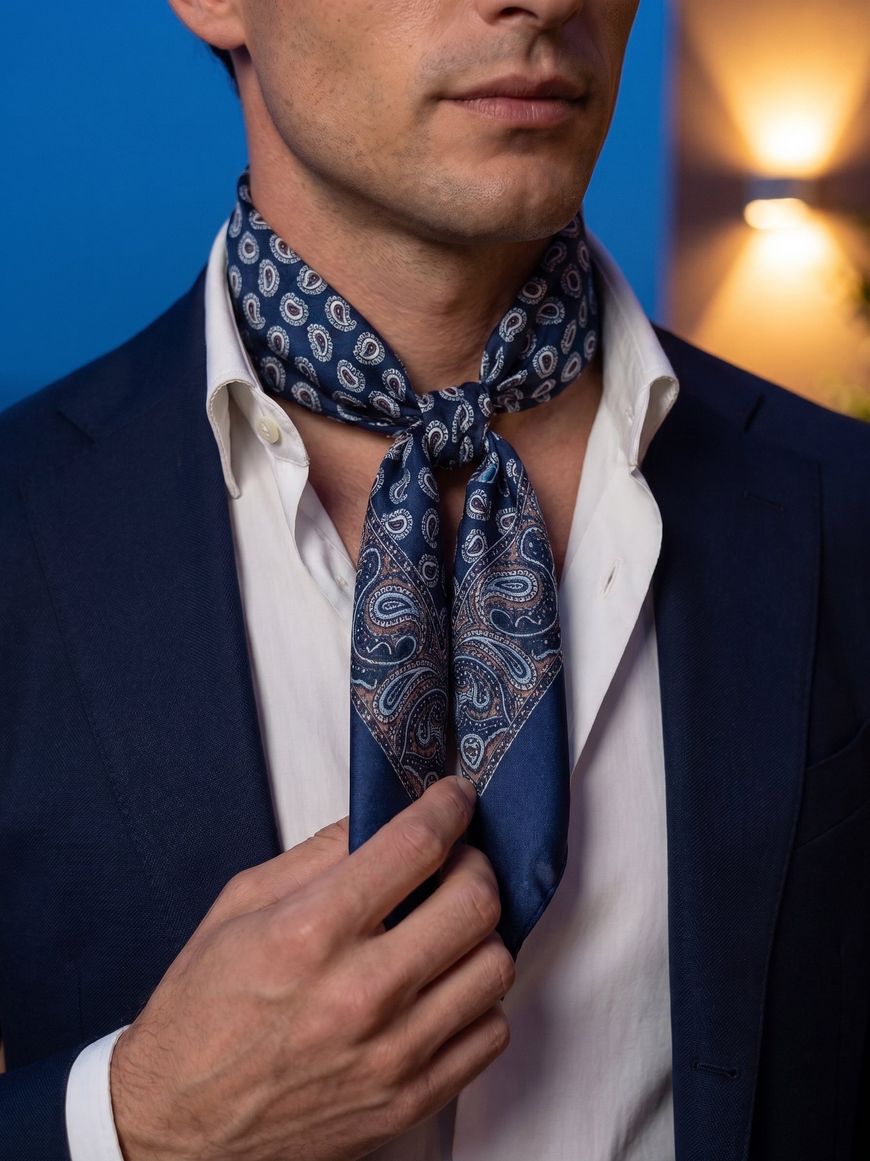 Foulard GLAZE  in seta stampata blu