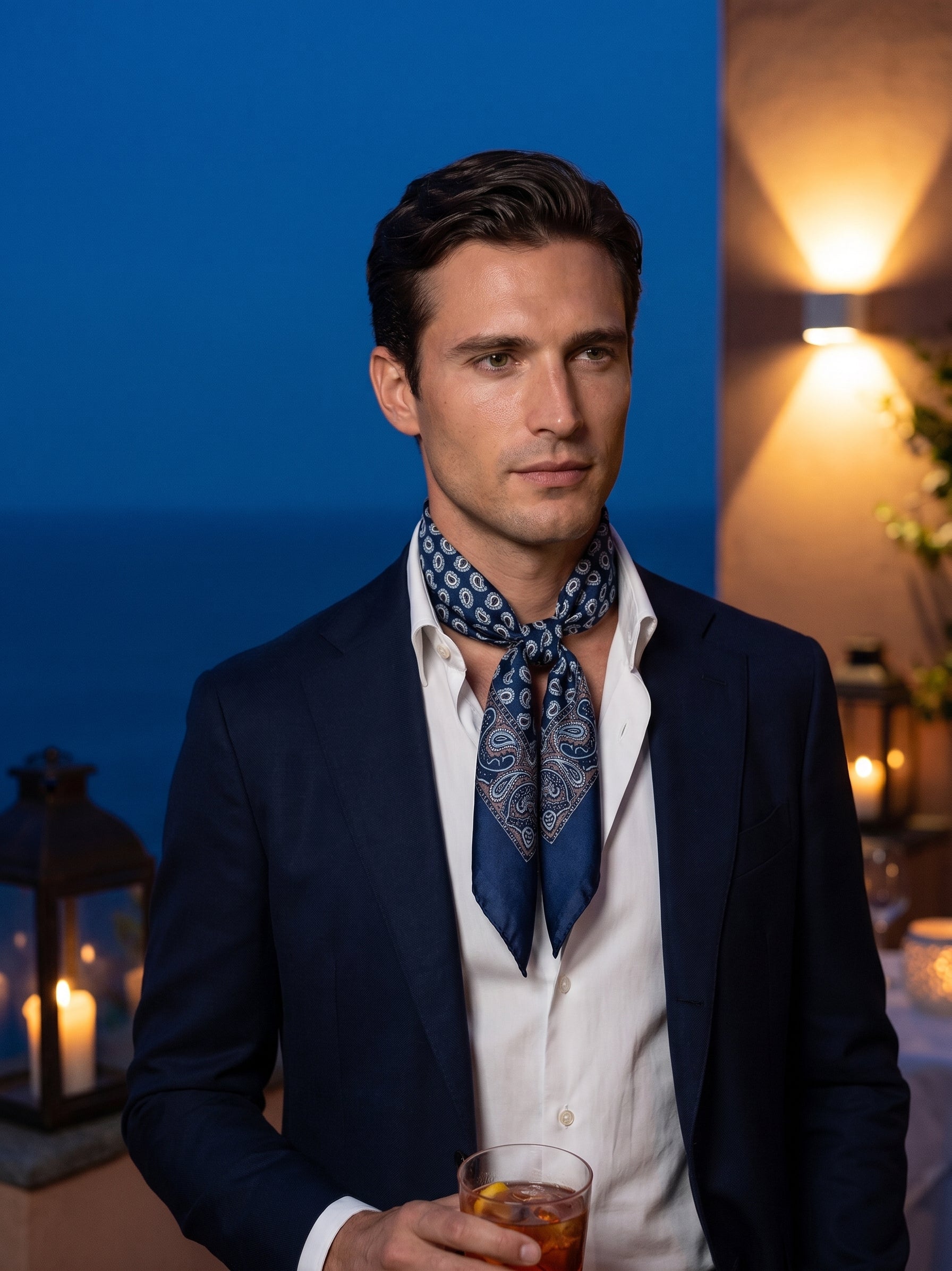 Foulard GLAZE  in seta stampata blu