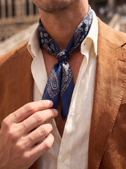 Foulard GLAZE  in seta stampata blu