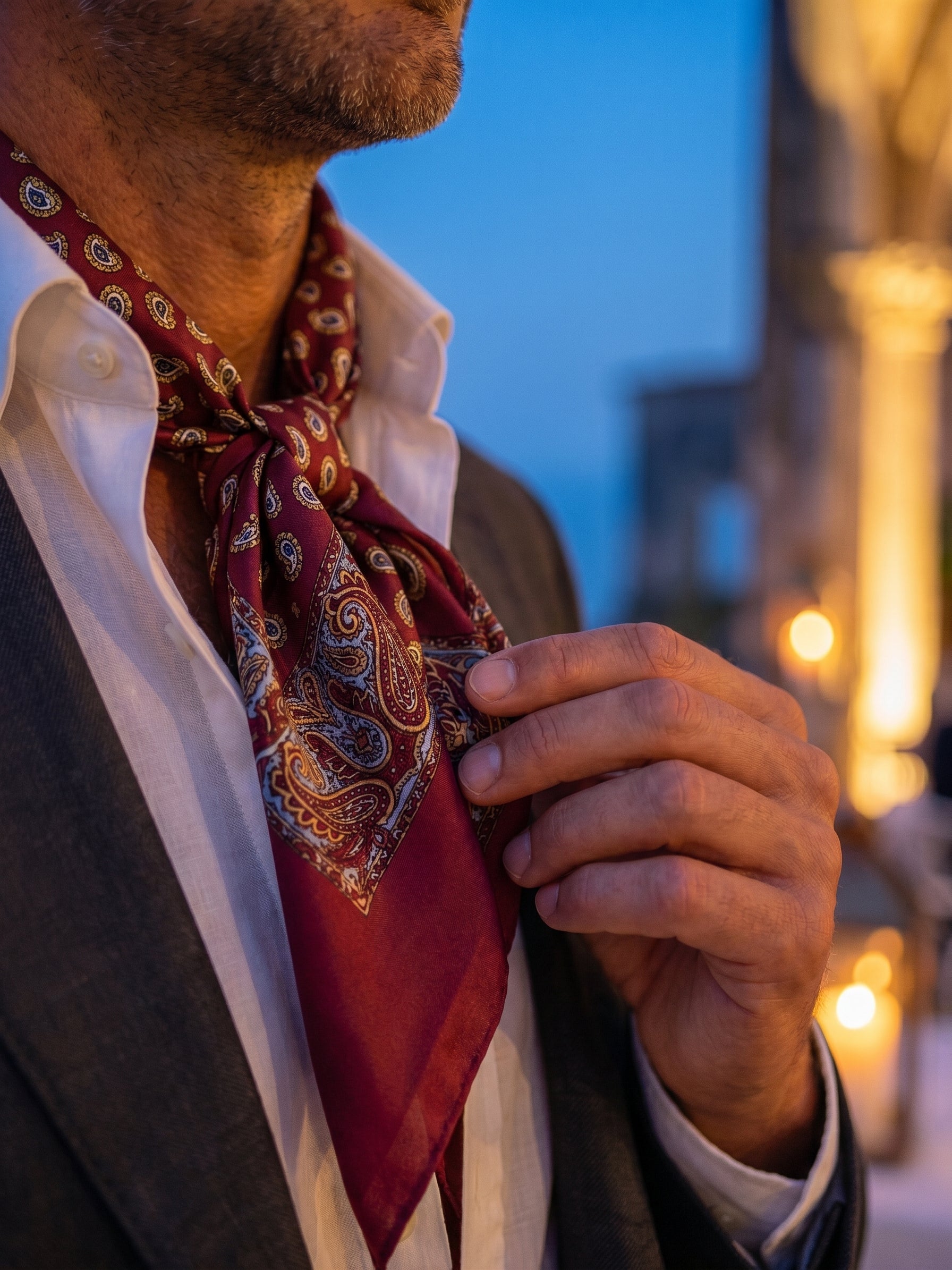 Foulard GLAZE rosso in seta stampata