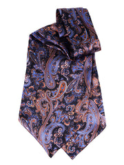 Ascot doppia punta nero in seta twill GUTS