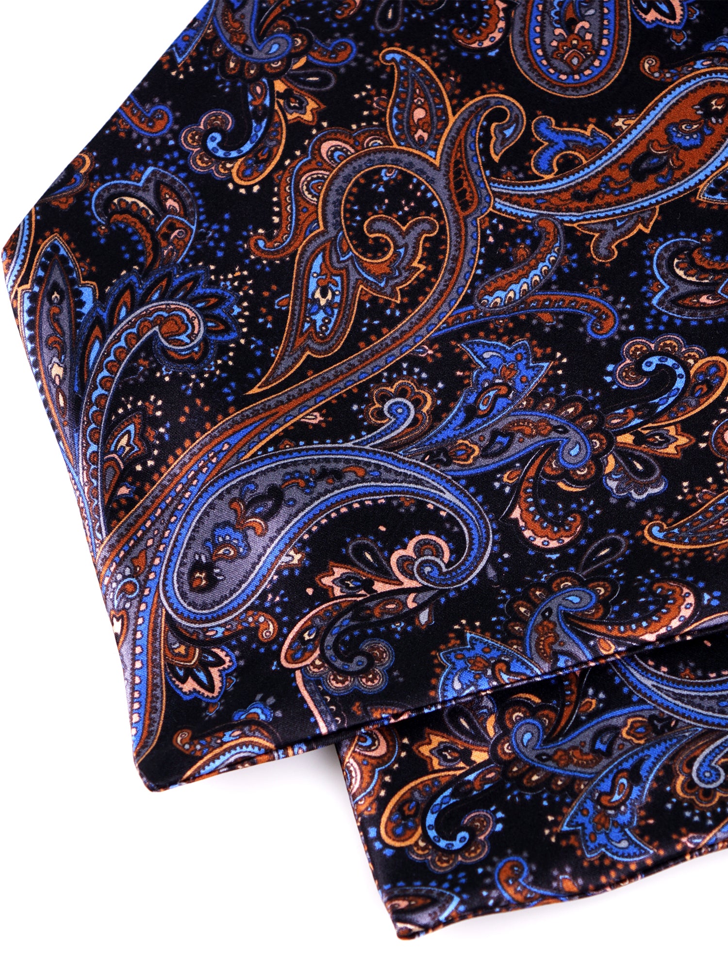 Ascot doppia punta nero in seta twill GUTS