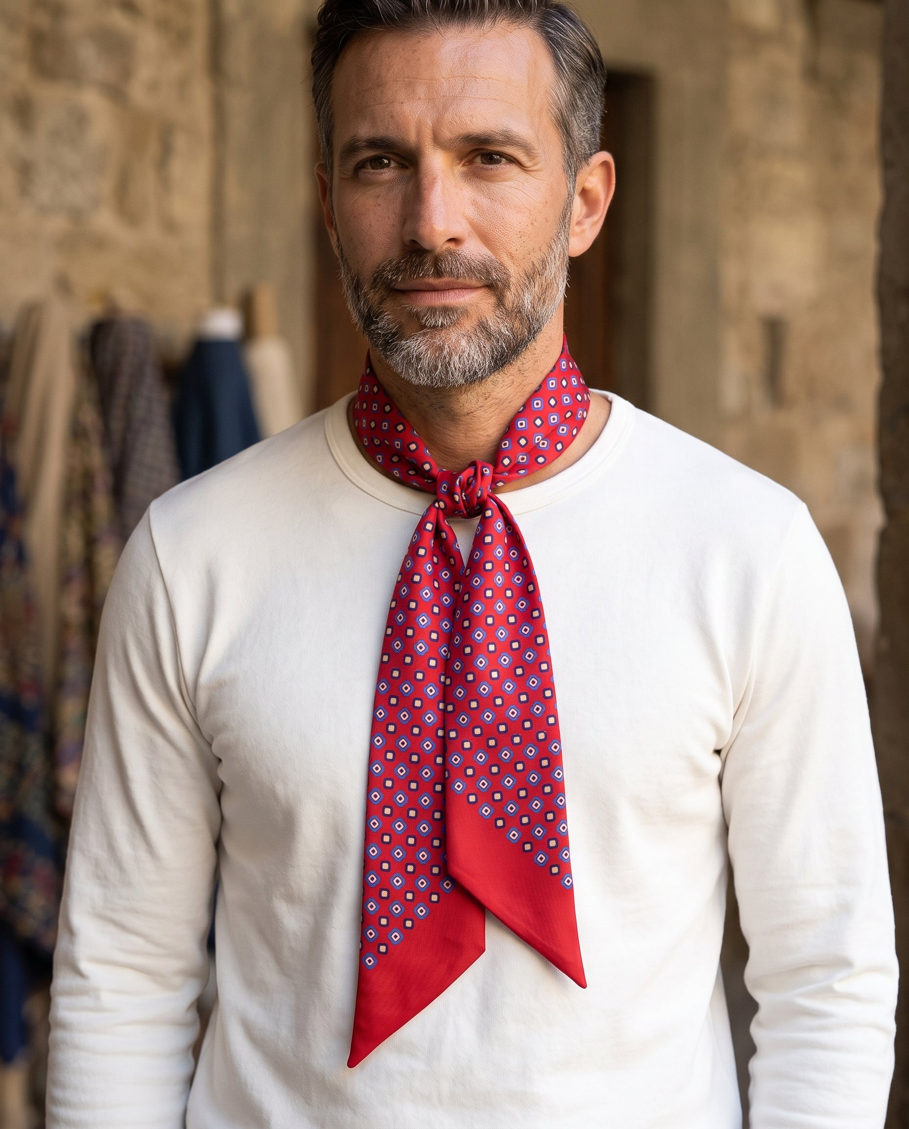 Twilly rosso in seta twill Caren