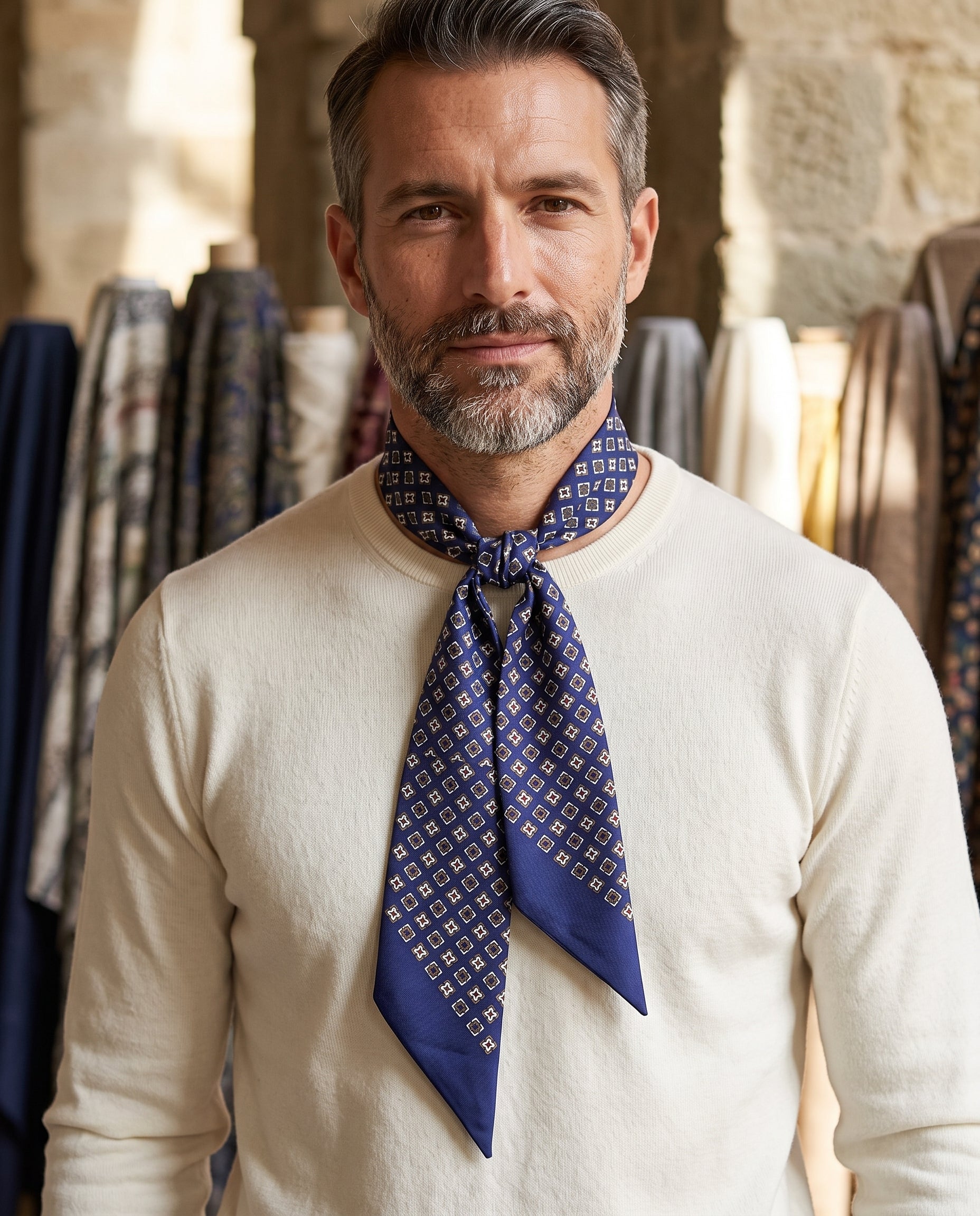 Twilly blu scuro in seta twill VICKY