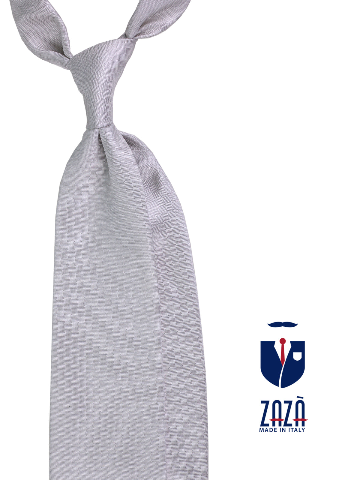 Cravatta 3 pieghe HAPPY in seta jacquard grigio chiaro