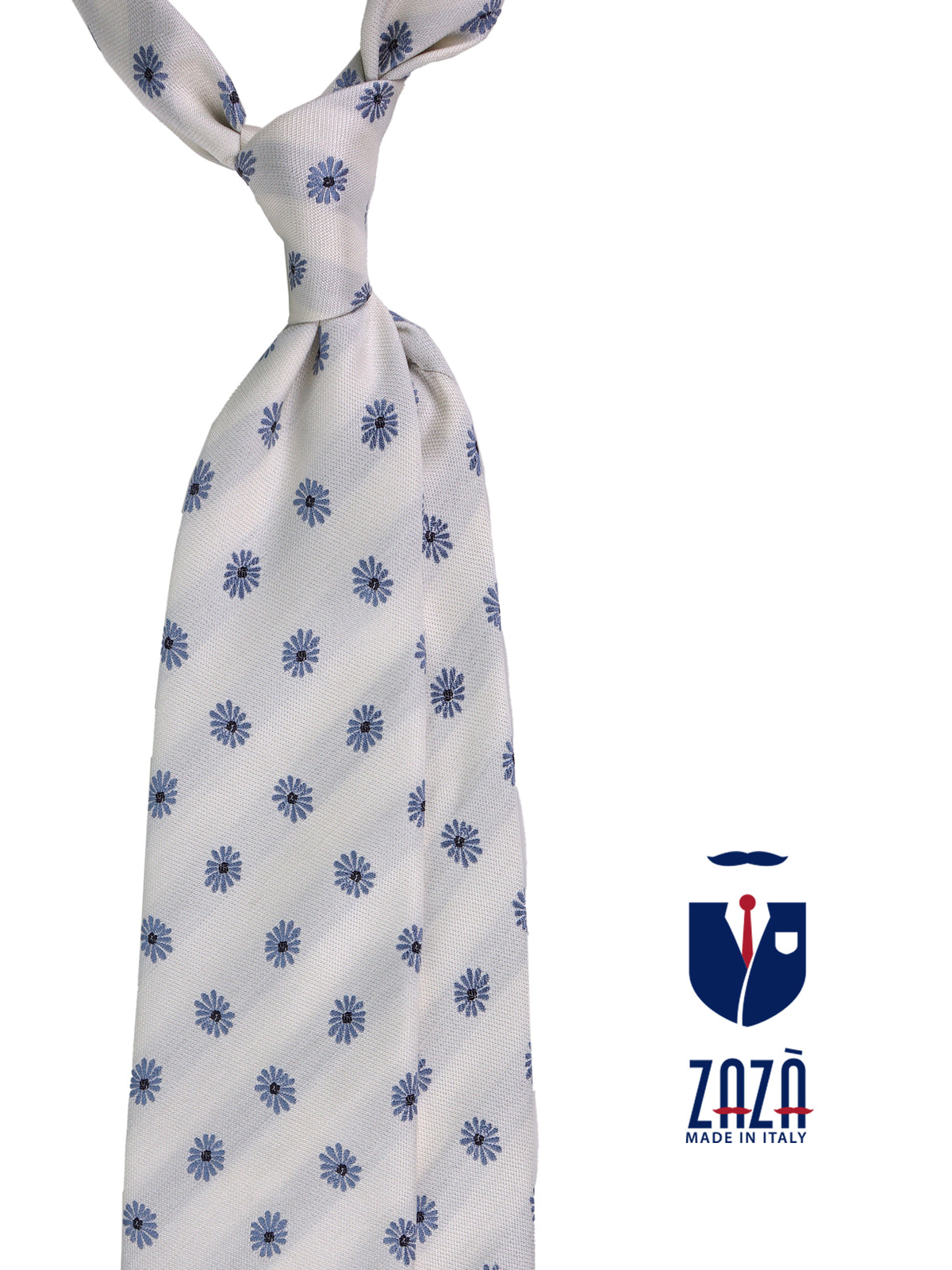 Cravatta 3 pieghe ICE in seta jacquard avorio
