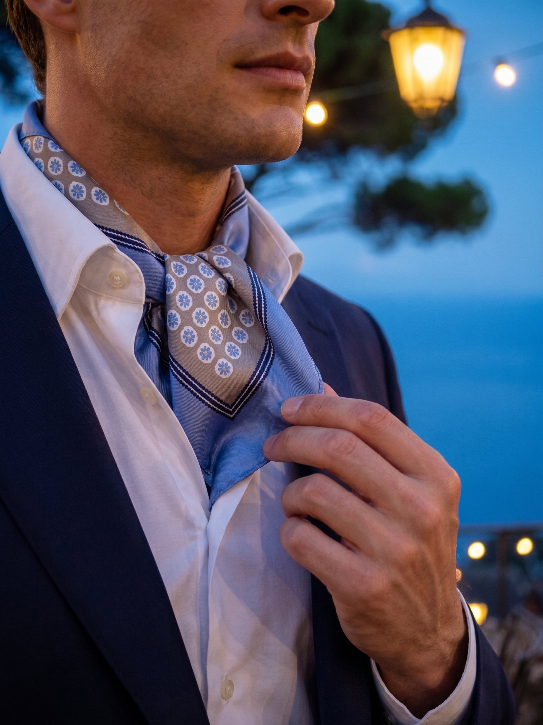 Foulard IMA beige in seta stampata