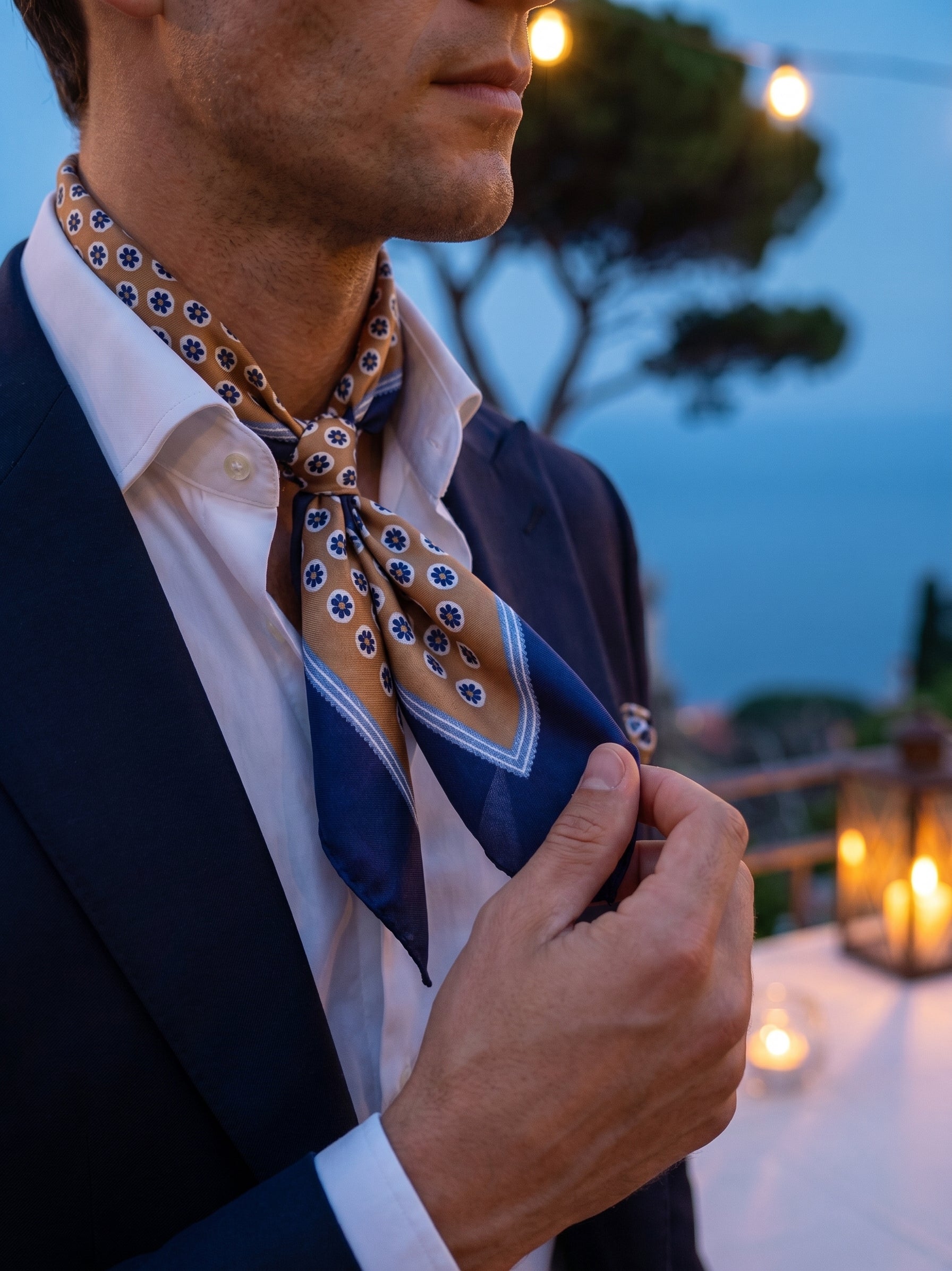 Foulard IMA marrone cammello in seta stampata