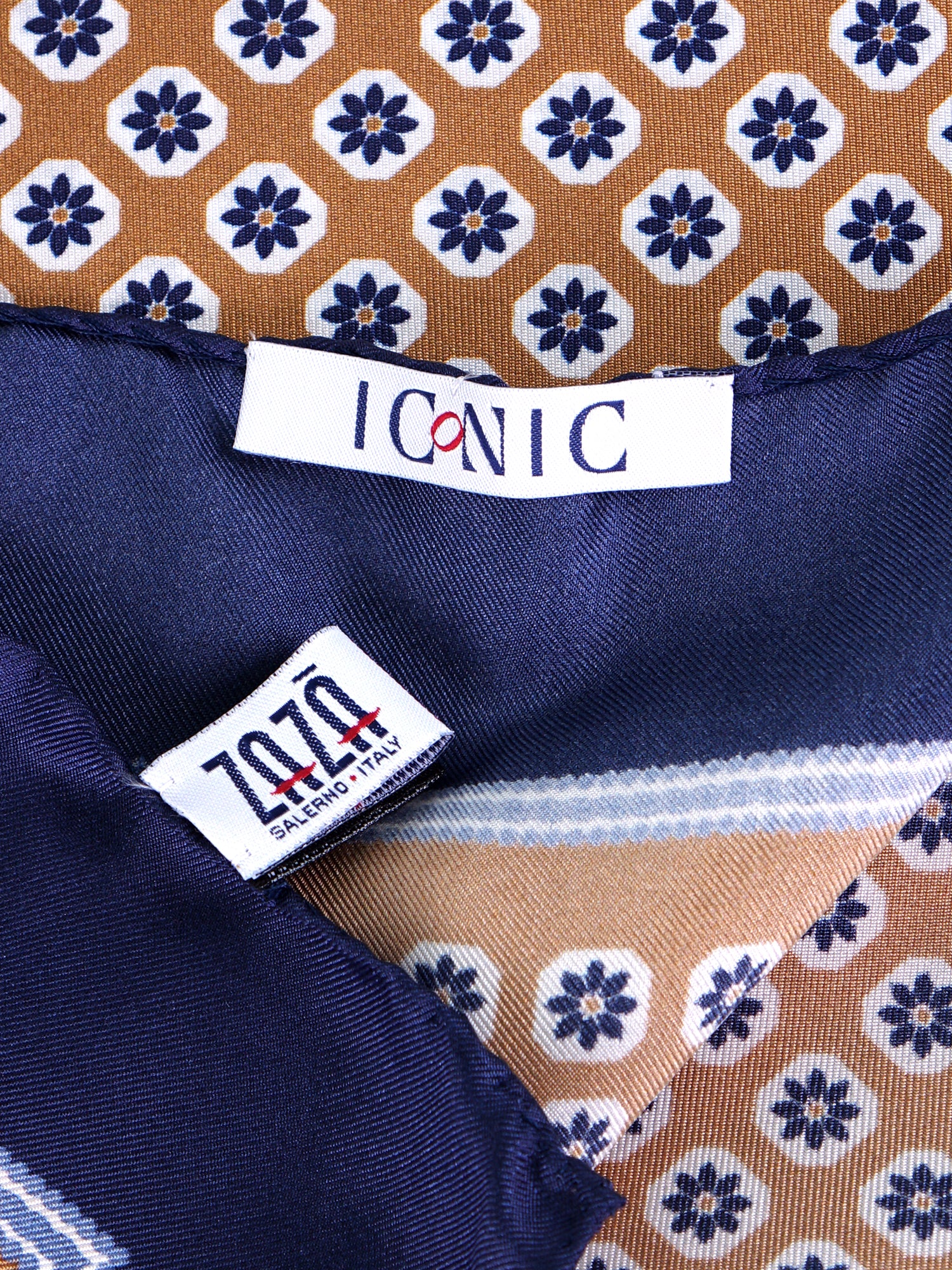 Foulard IMA marrone cammello in seta stampata