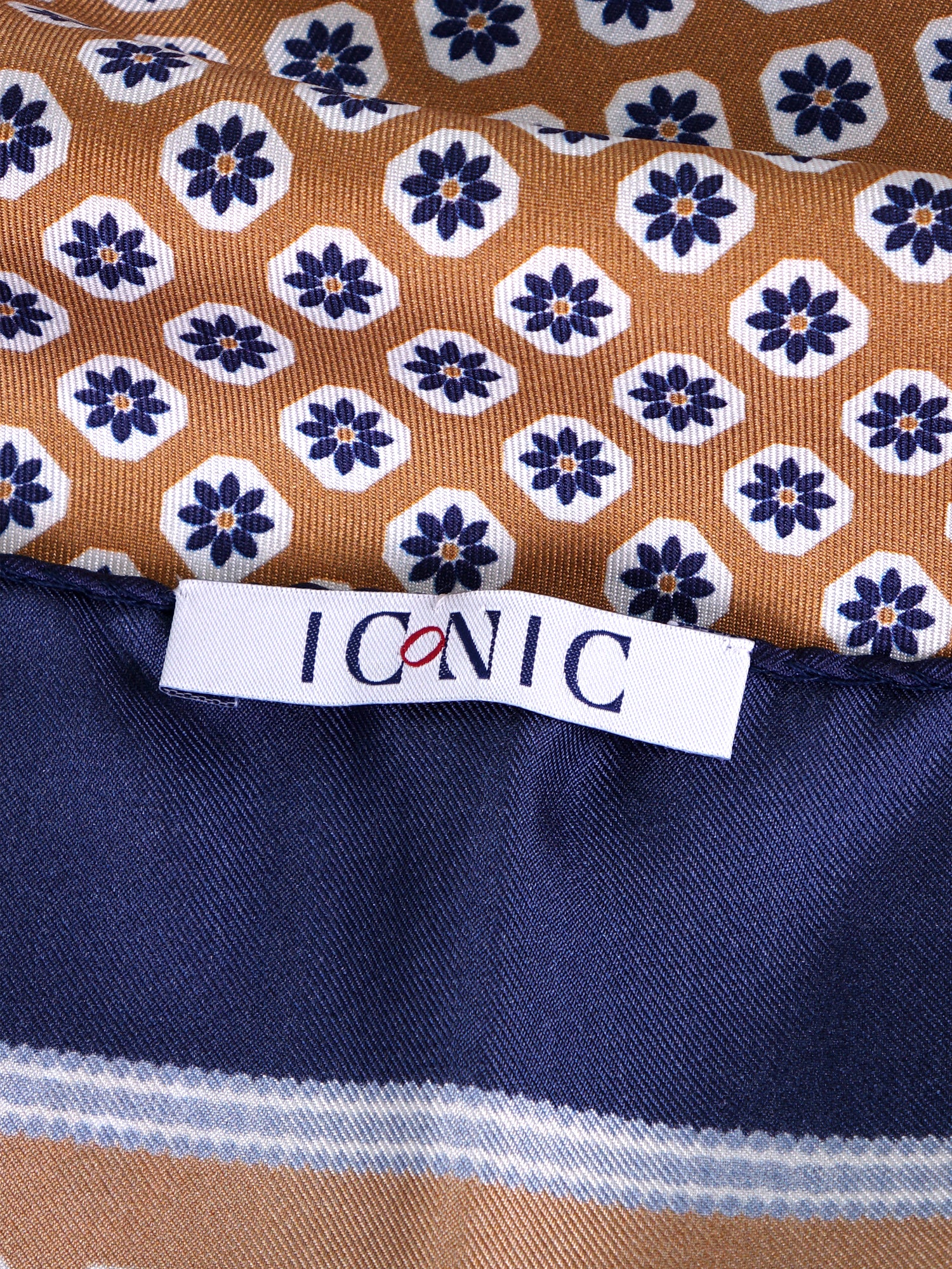 Foulard IMA marrone cammello in seta stampata