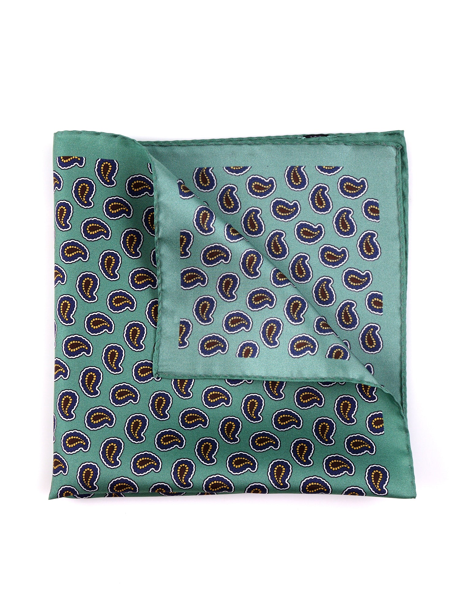 Fazzoletto da taschino verde XL in seta stampata JEAN