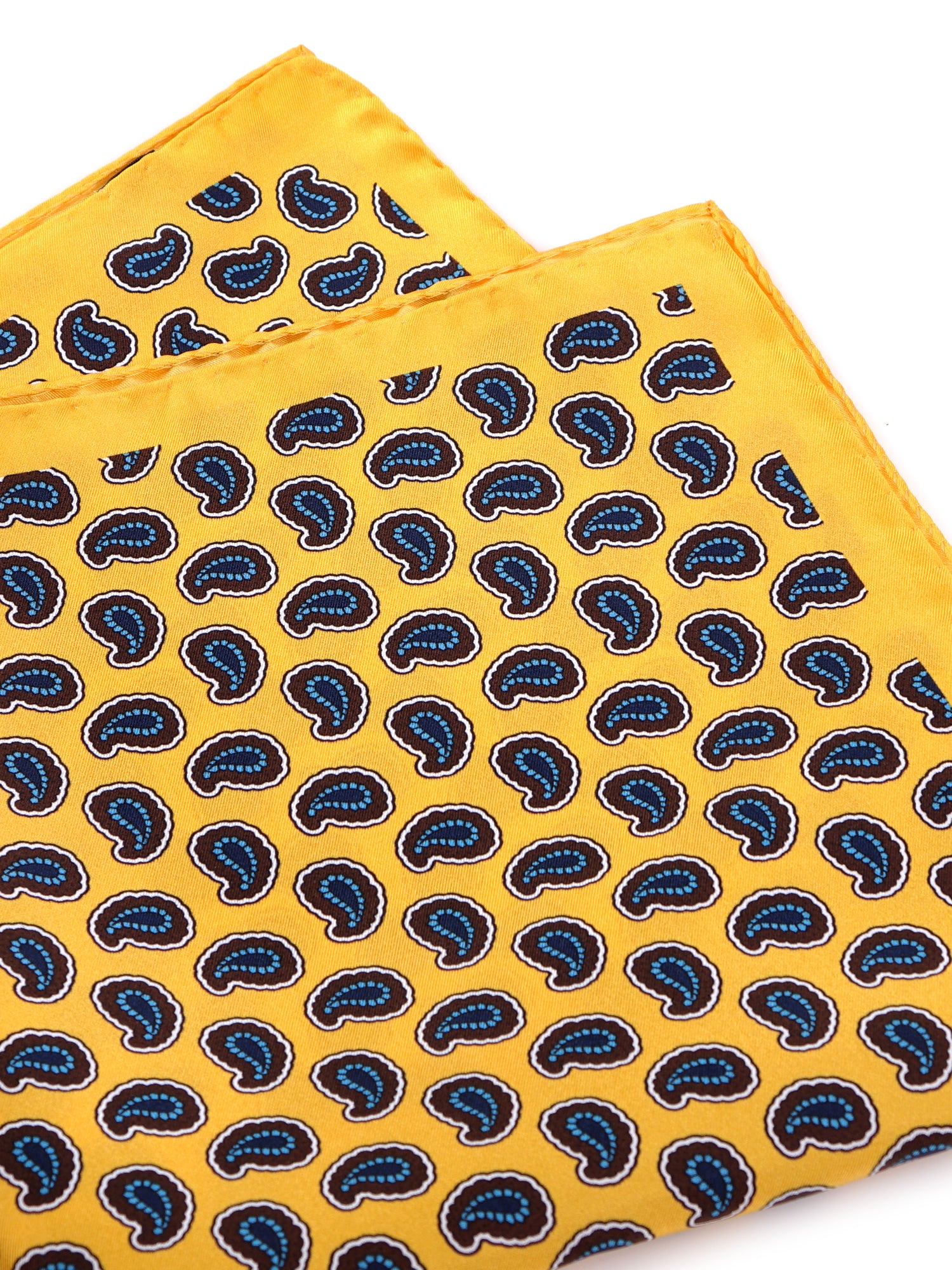 Fazzoletto da taschino giallo XL in seta stampata JEAN