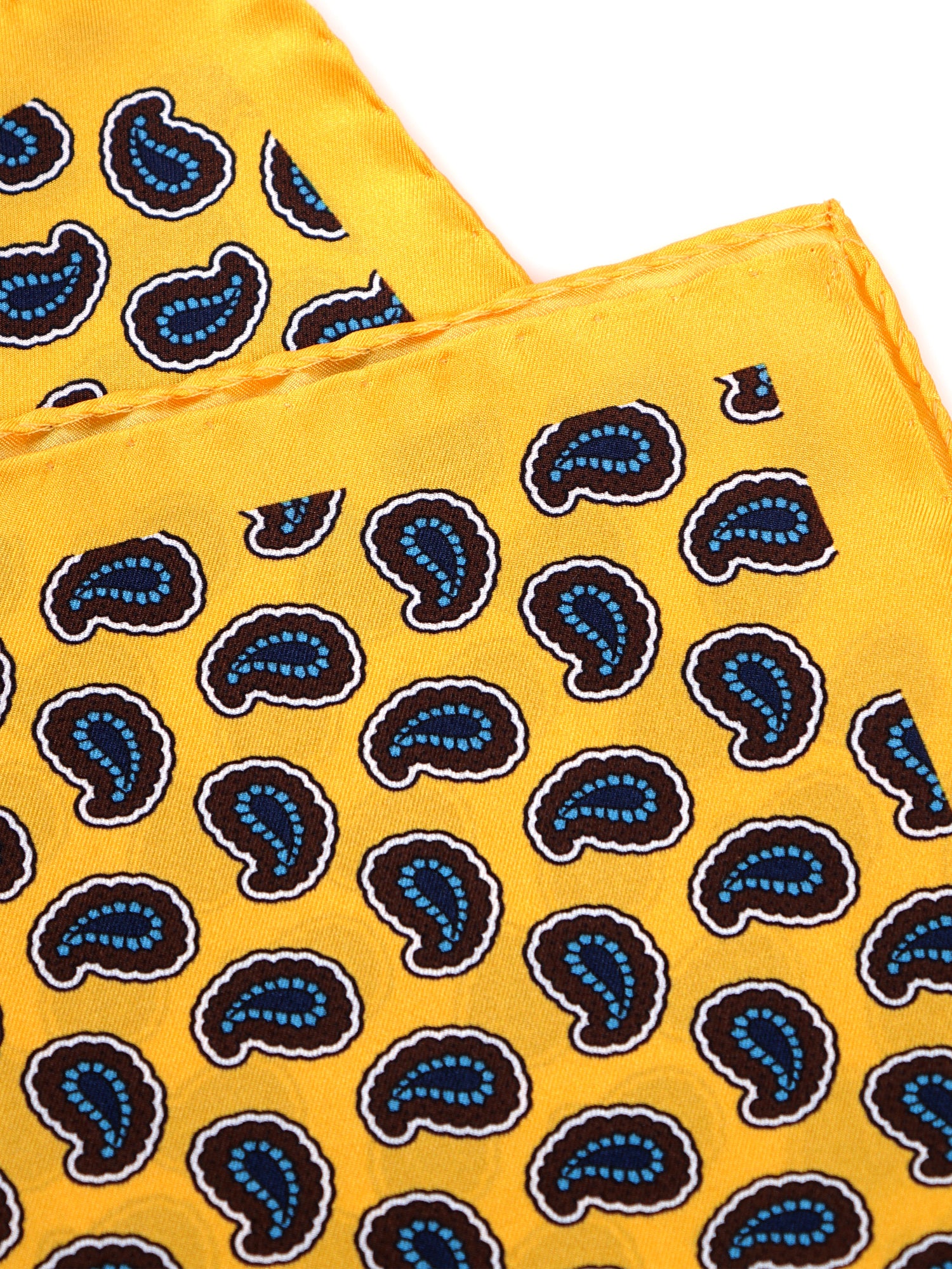 Fazzoletto da taschino giallo XL in seta stampata JEAN