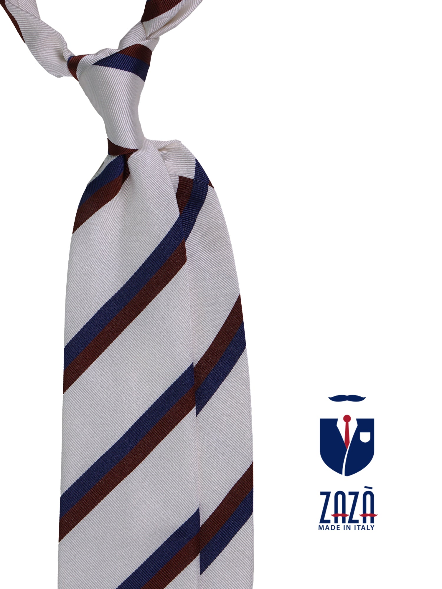 Cravatta 3 pieghe JOE in seta jacquard bianco\blu