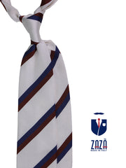 Cravatta 3 pieghe JOE in seta jacquard bianco\blu