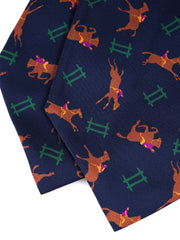 Ascot doppia punta blu in seta stampata JUMP