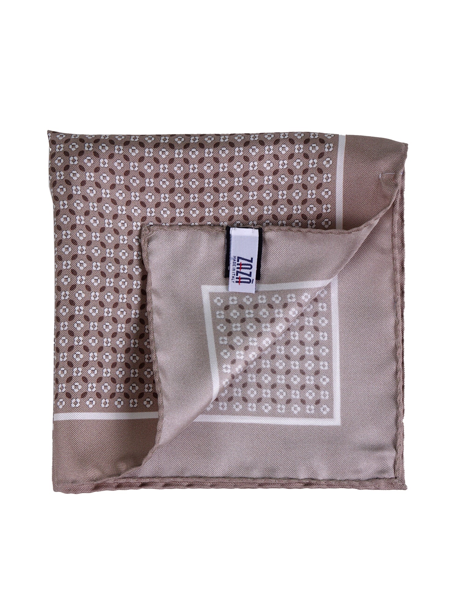 Fazzoletto da taschino beige in seta stampata KAREN