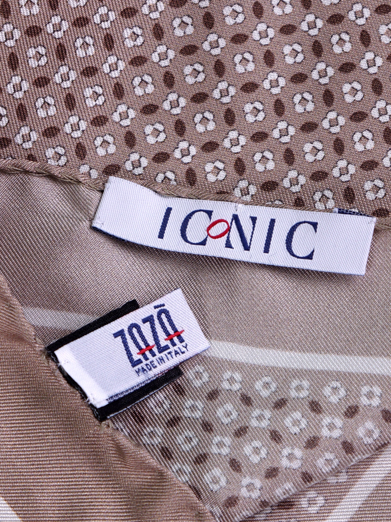 Fazzoletto da taschino beige in seta stampata KAREN