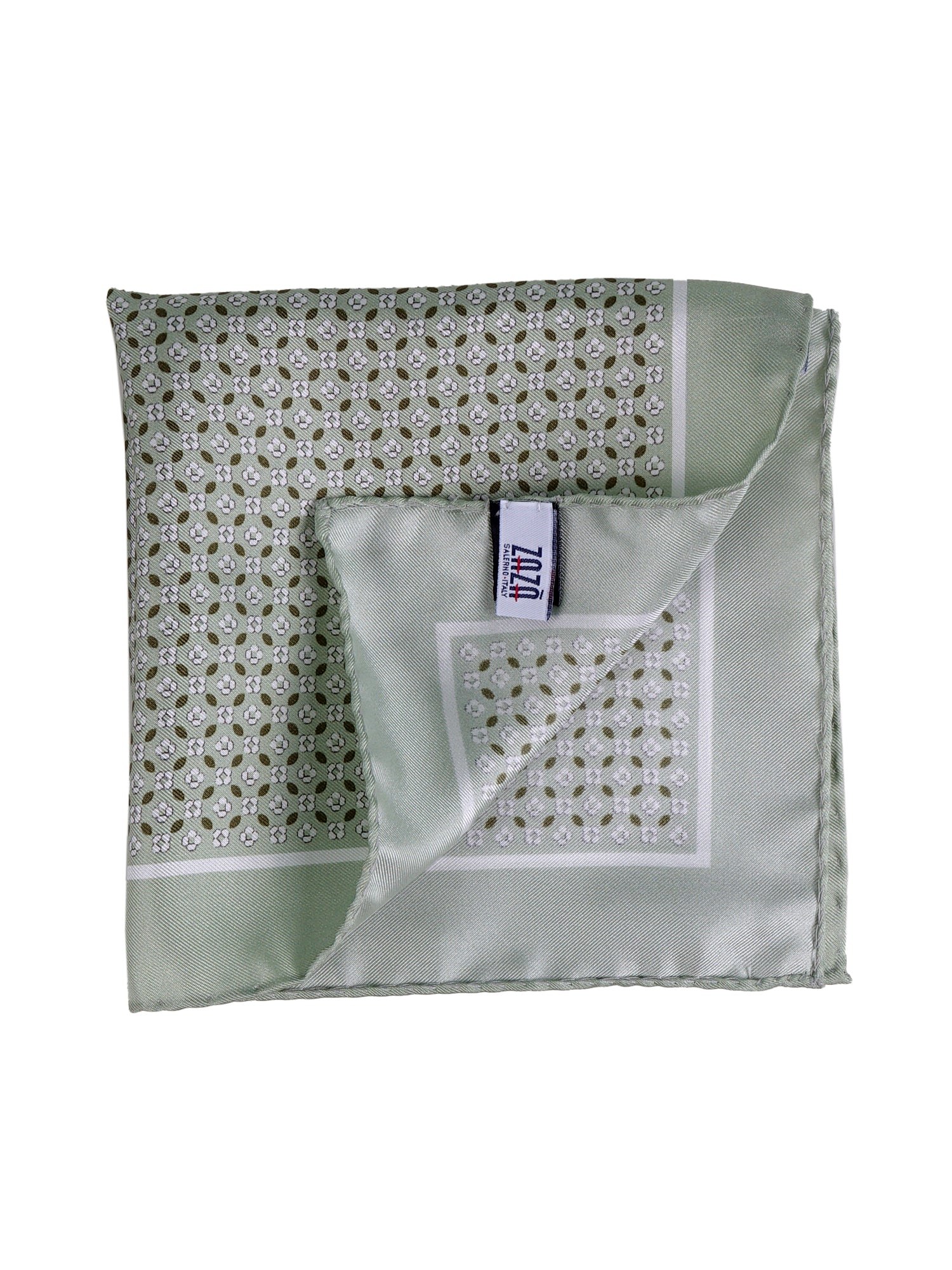 Fazzoletto da taschino verde in seta stampata KAREN