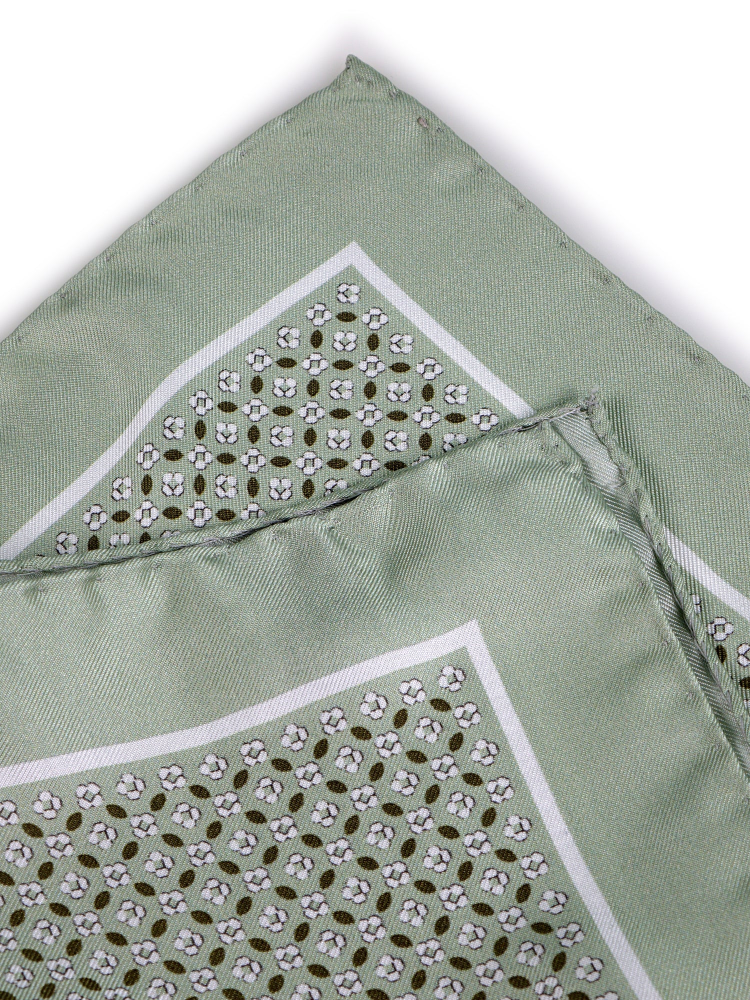 Fazzoletto da taschino verde in seta stampata KAREN