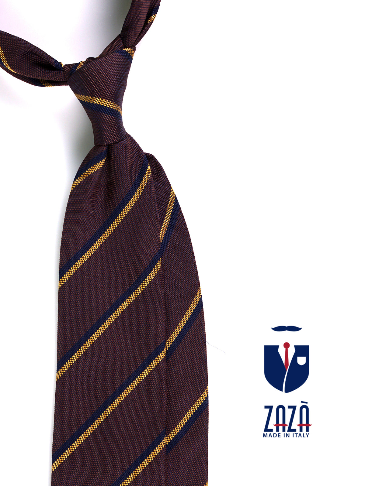 Cravatta 3 pieghe KENT in seta jacquard marrone