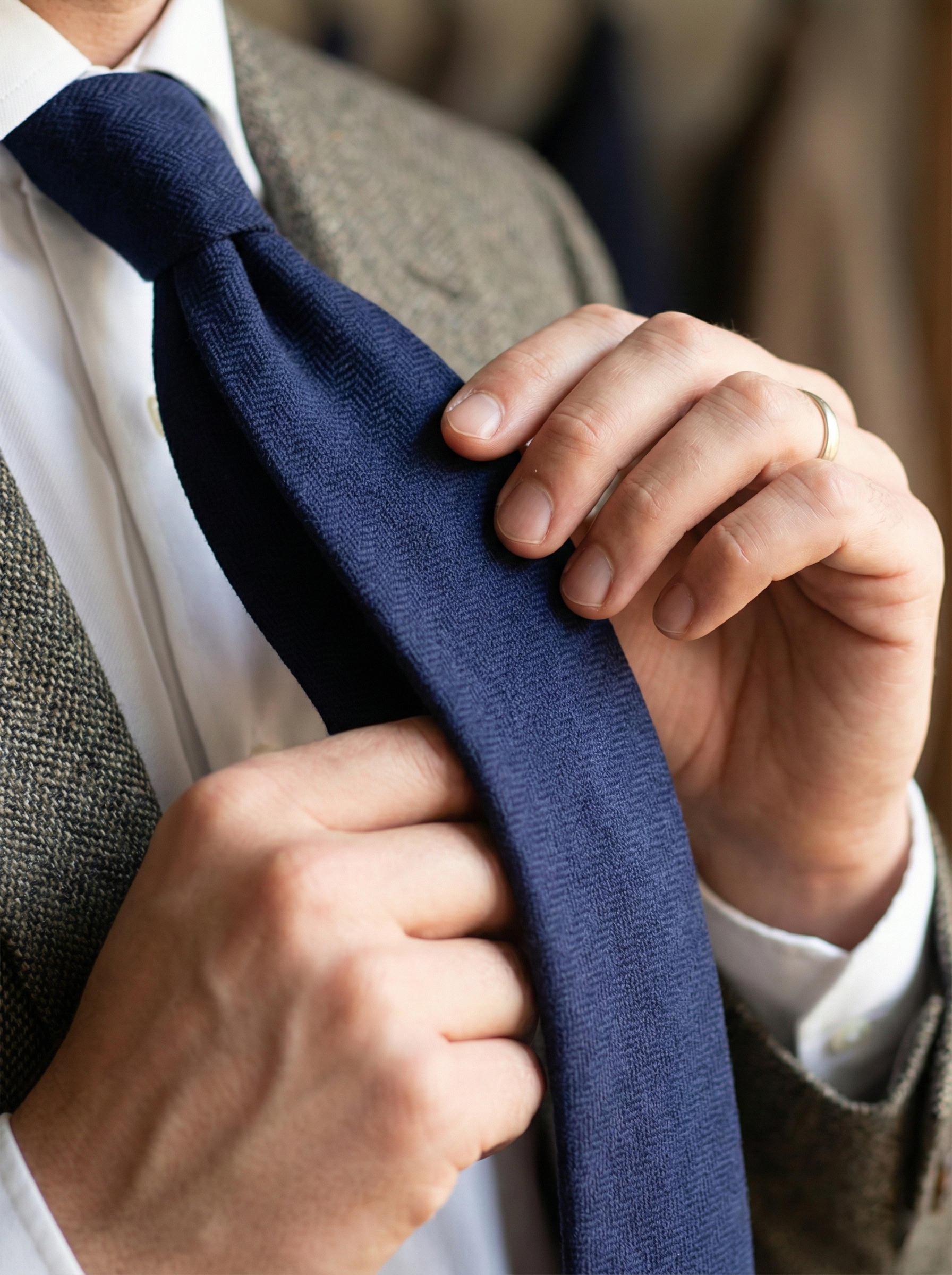 KIKKY 3-Fold Blue Wool/Silk Tie