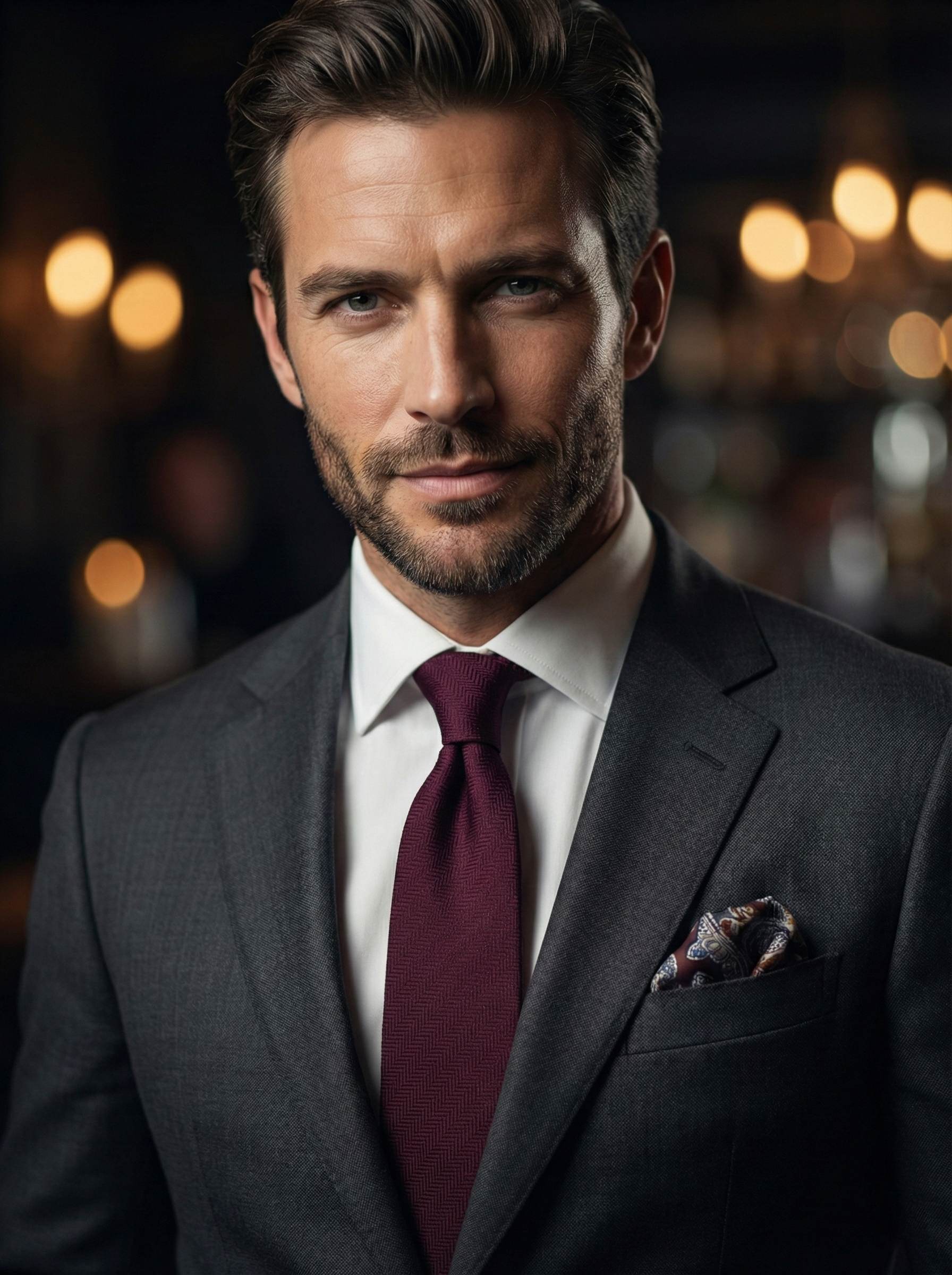 KIKKY 3-Fold Burgundy Wool/Silk Tie