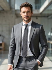 KIKKY 3-Fold Dark Grey Wool/Silk Tie