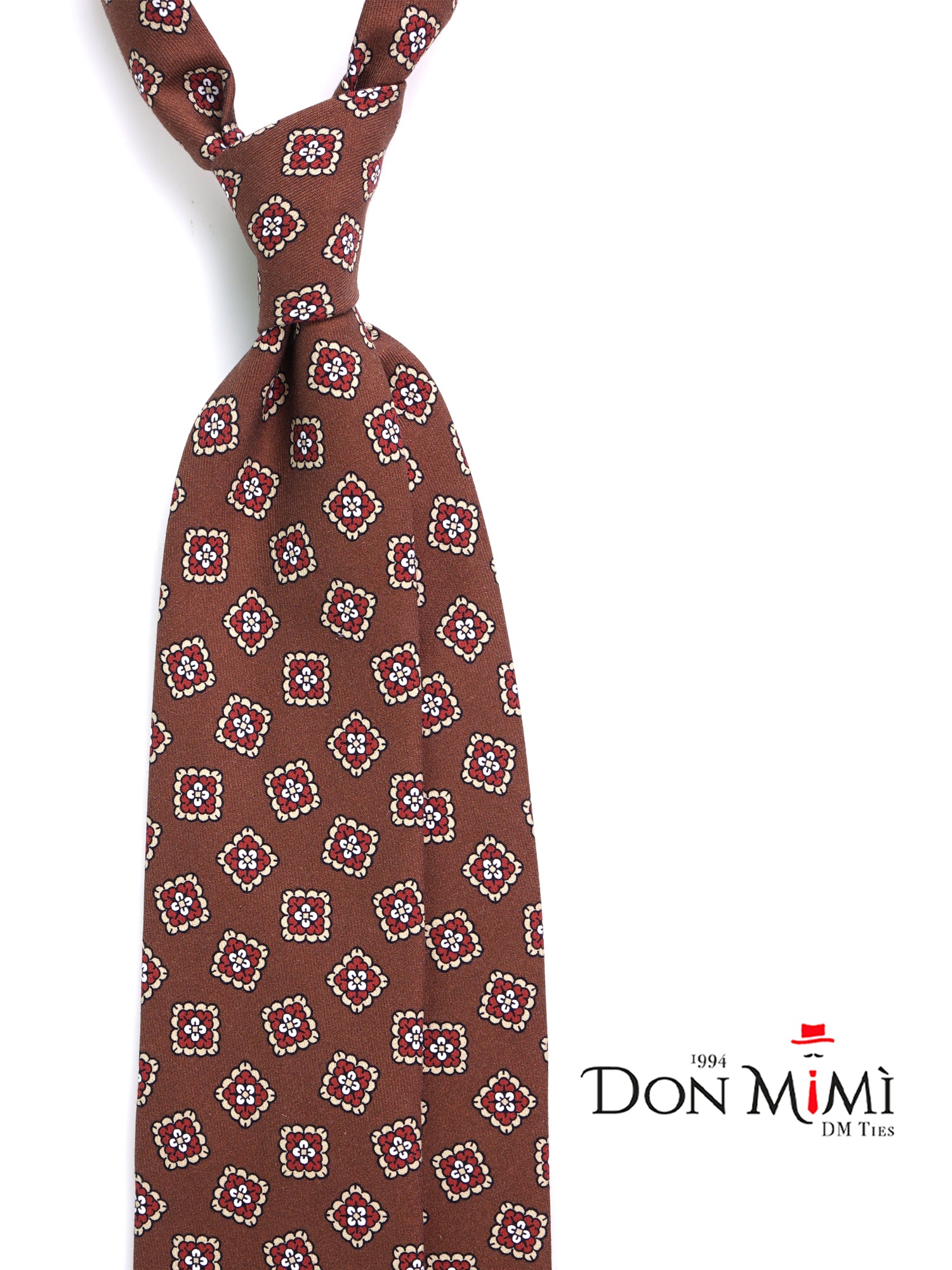 Cravatta 3 pieghe LEMBO seta madder marrone