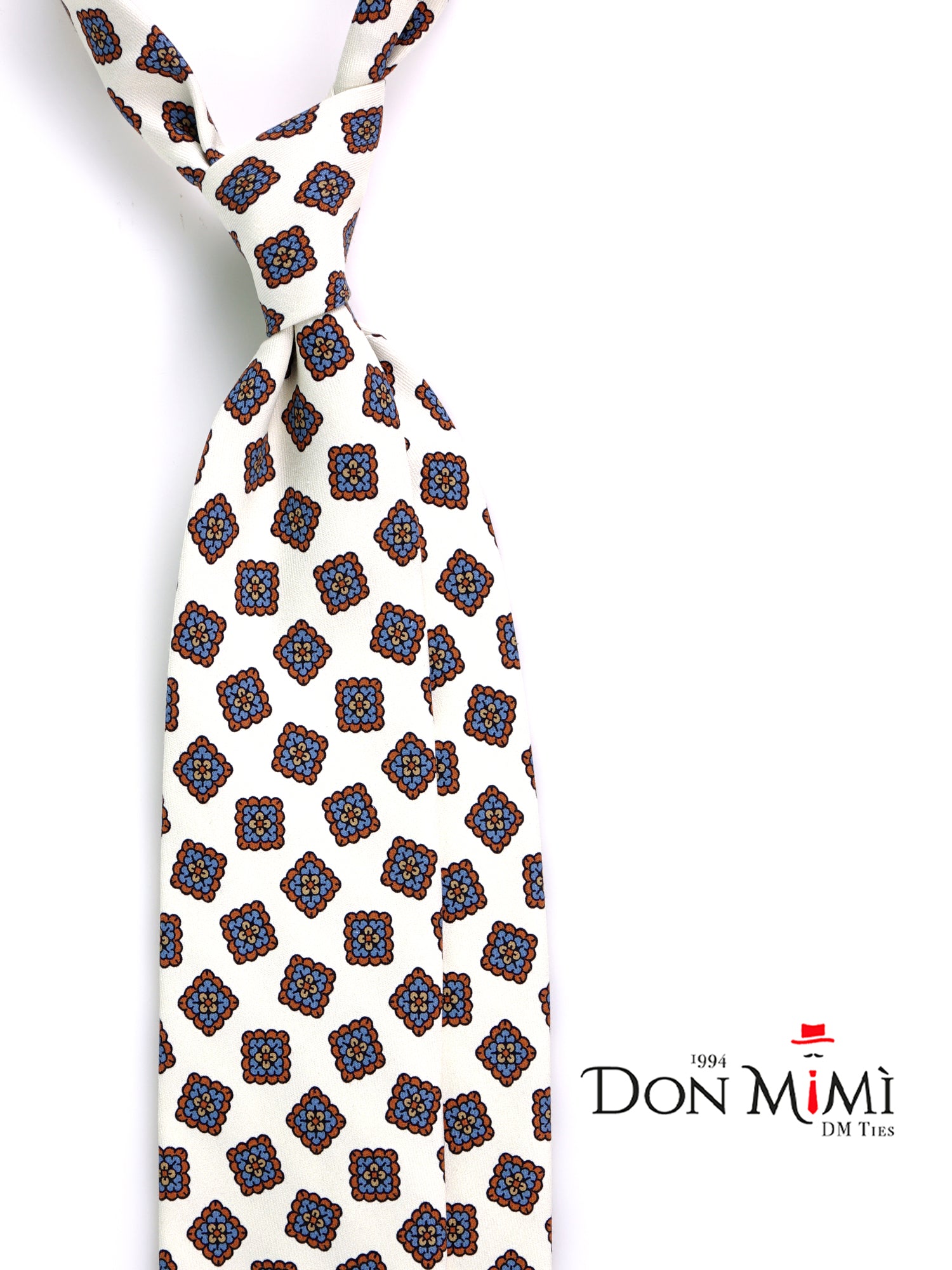 Cravatta 3 pieghe LEMBO seta madder bianco