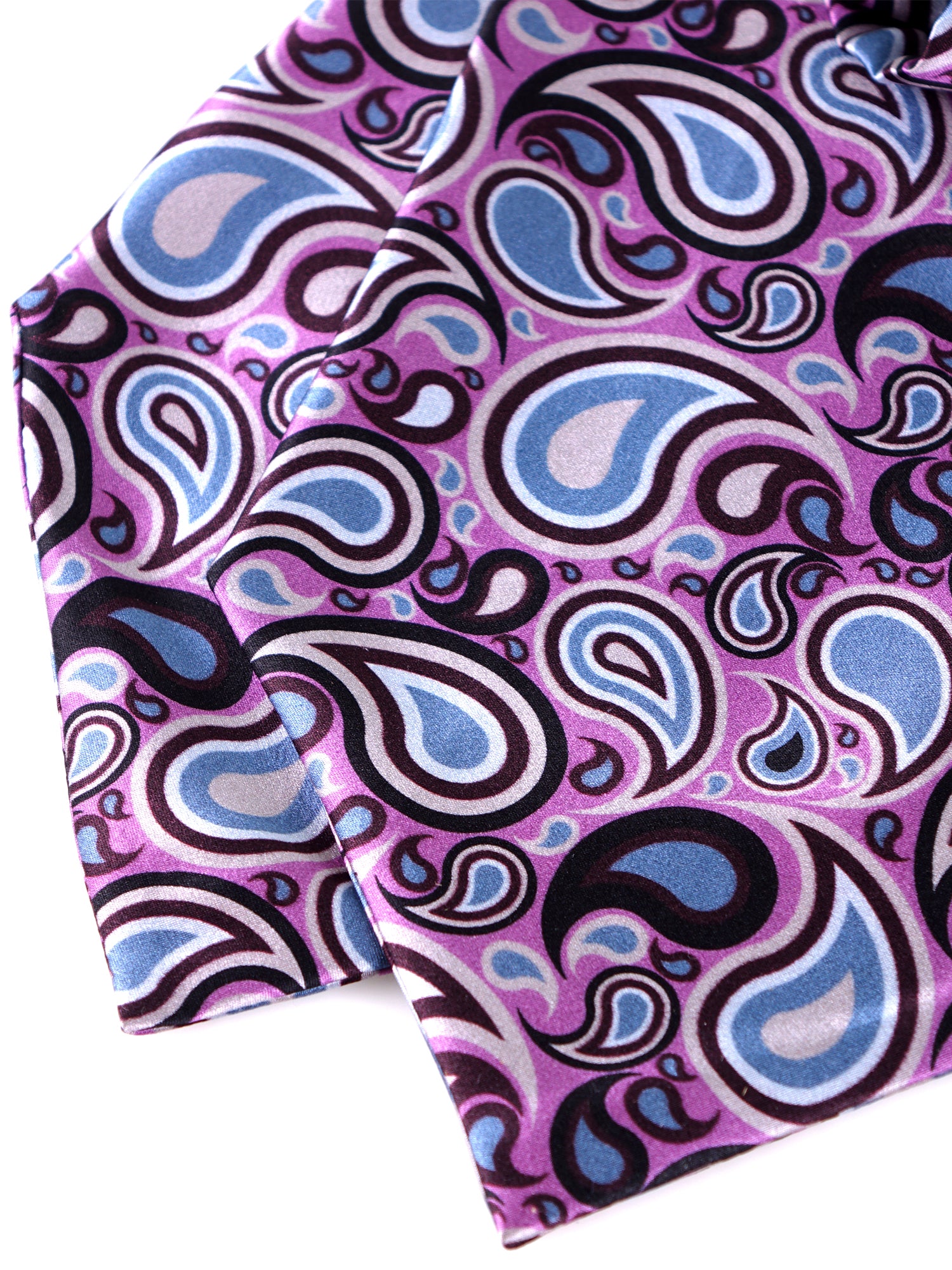 Ascot doppia punta lilla in seta raso stampata LILLY