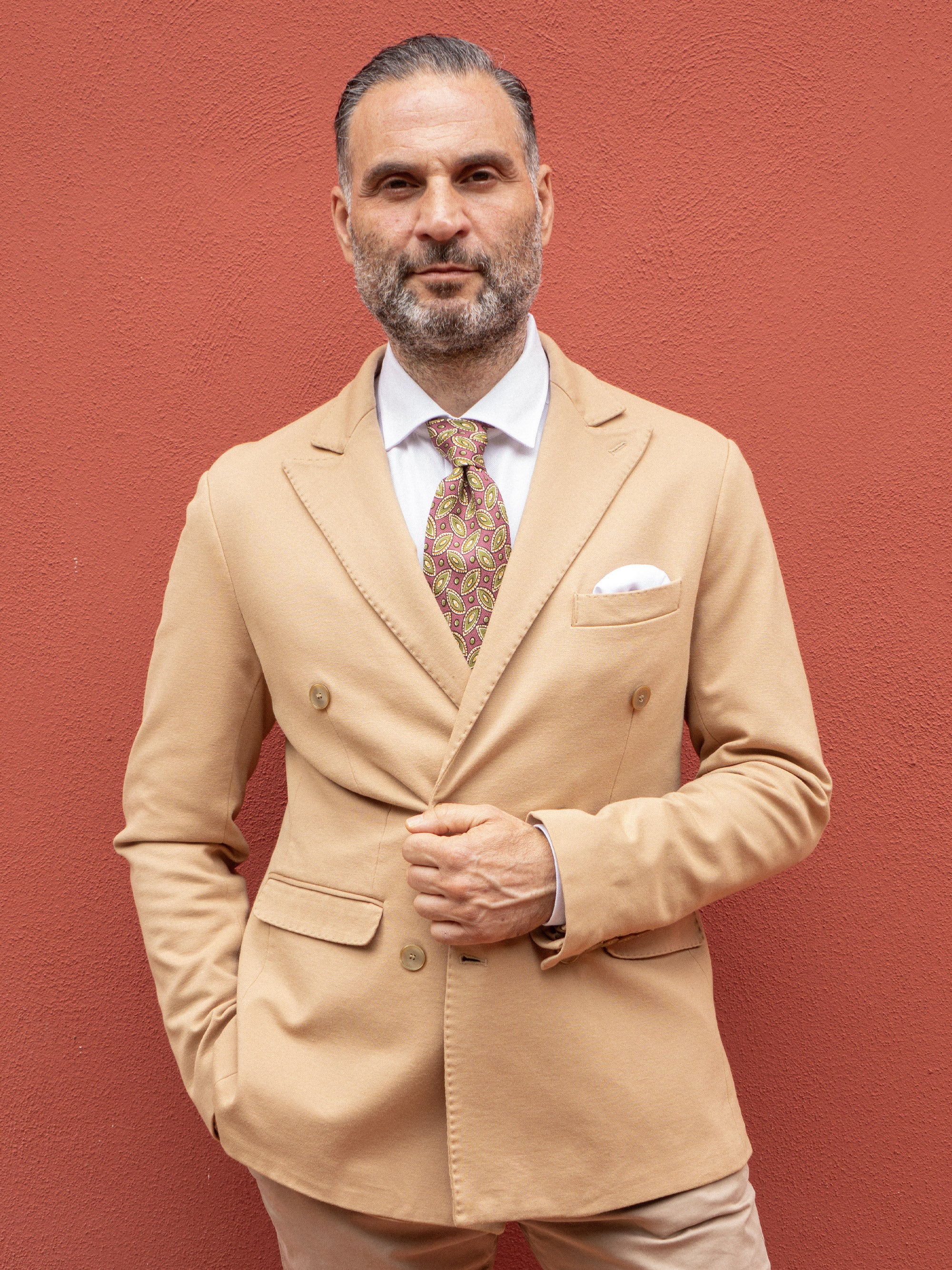 Cravatta 3 Pieghe LOOK in garzetta di seta stampata Lilla
