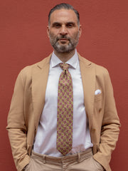 Cravatta 3 Pieghe LOOK in garzetta di seta stampata Lilla