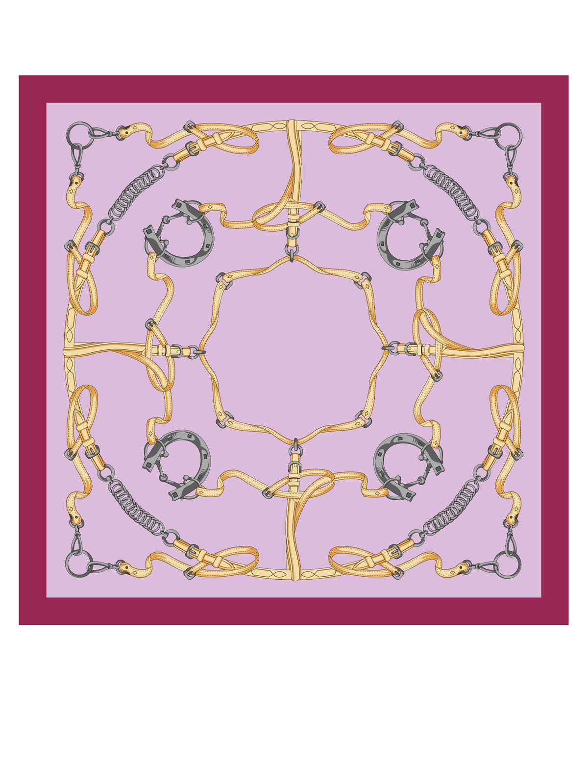 Foulard lilla 90x90cm in seta stampata REINS