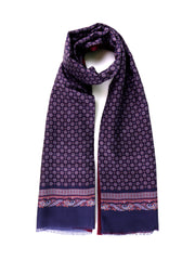Sciarpa blu navy doppiata in seta\lana stampata MACRON