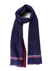 Sciarpa blu navy doppiata in seta\lana stampata MAFFEY