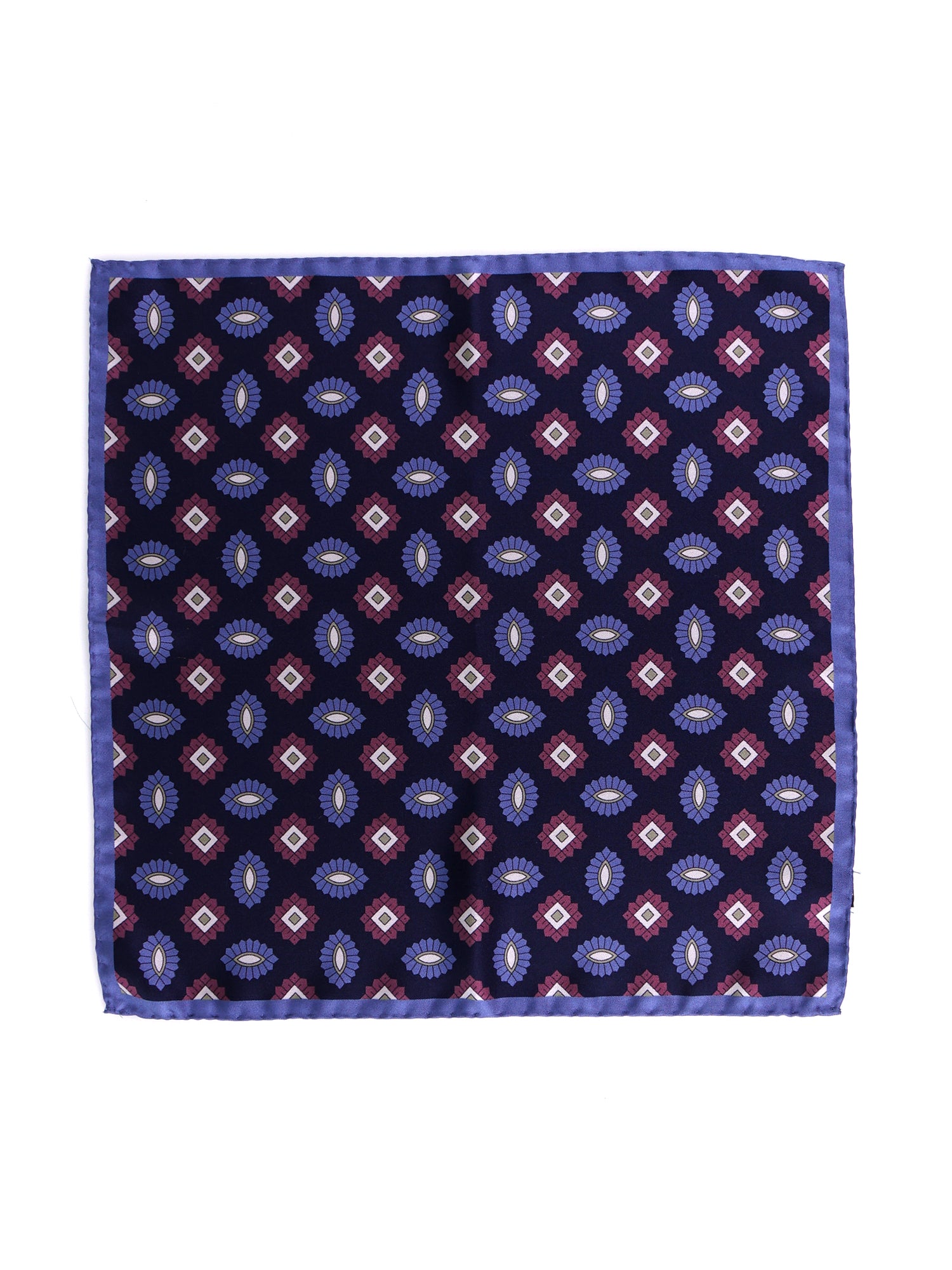 Fazzoletto da taschino in seta stampata blu MASON