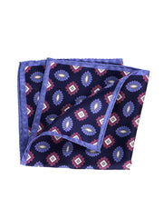Fazzoletto da taschino in seta stampata blu MASON
