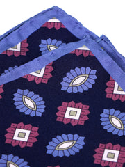 Fazzoletto da taschino in seta stampata blu MASON