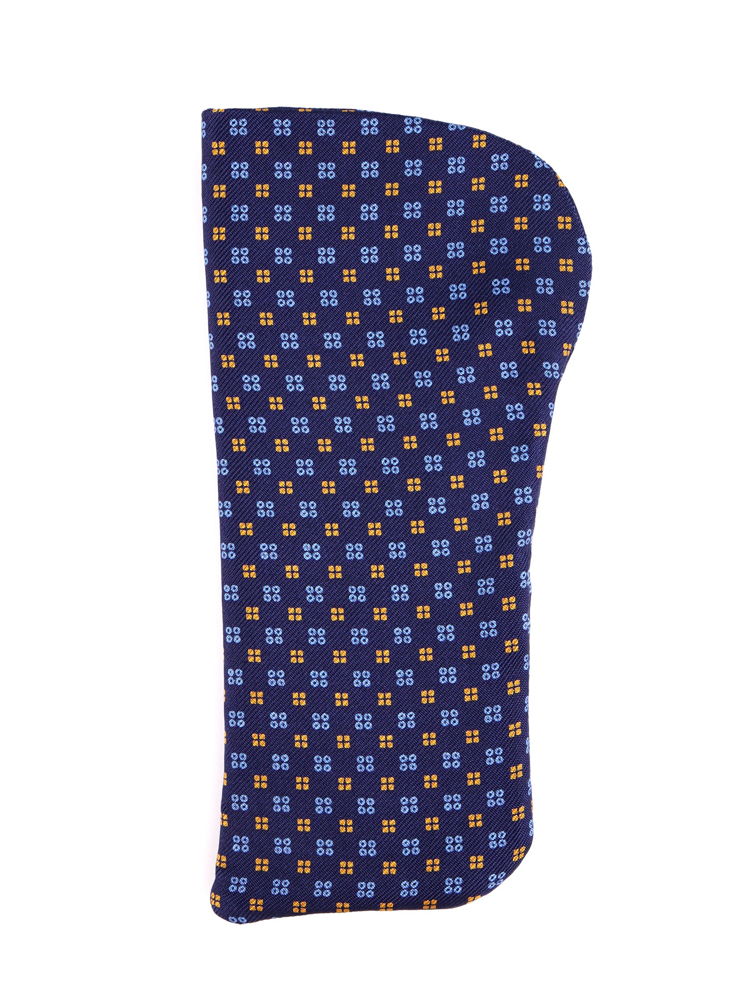 Portaocchiali blu navy in seta stampata inglese MICROS