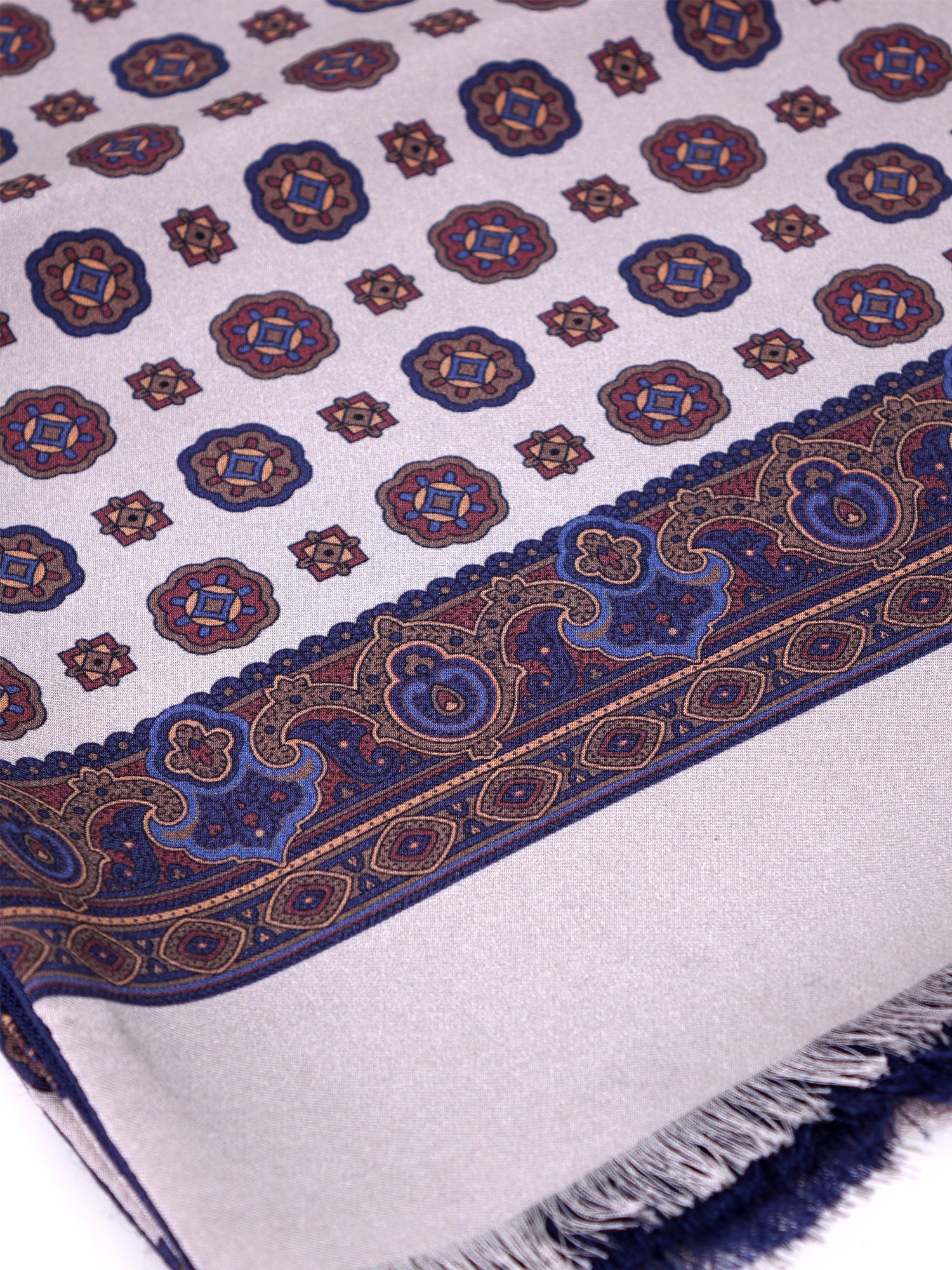 Sciarpa doppiata in seta\lana stampata MIMOSA grigio