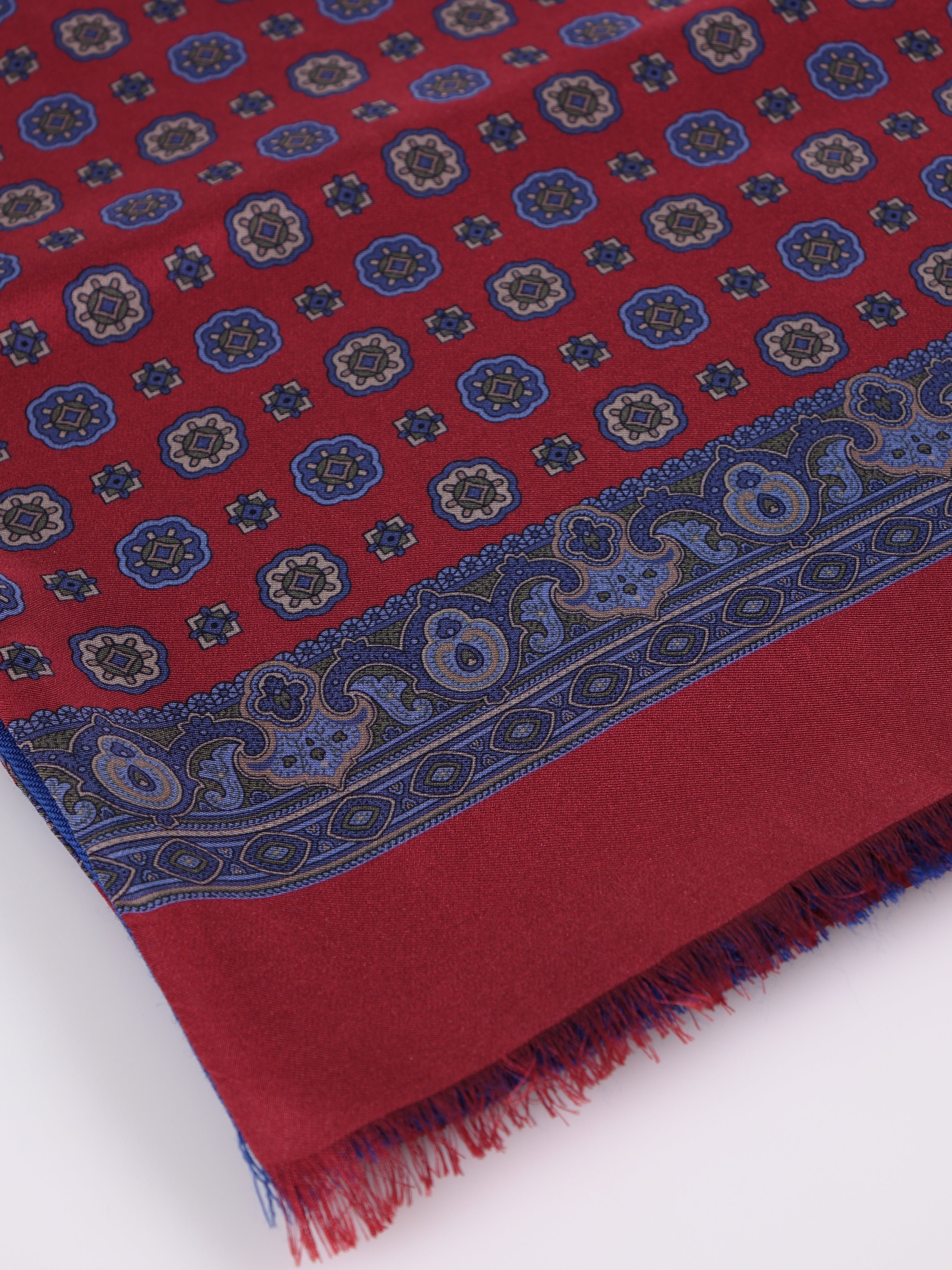 Sciarpa doppiata in seta\lana stampata MIMOSA rosso