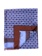 Sciarpa doppiata in seta\lana stampata MIMOSA celeste