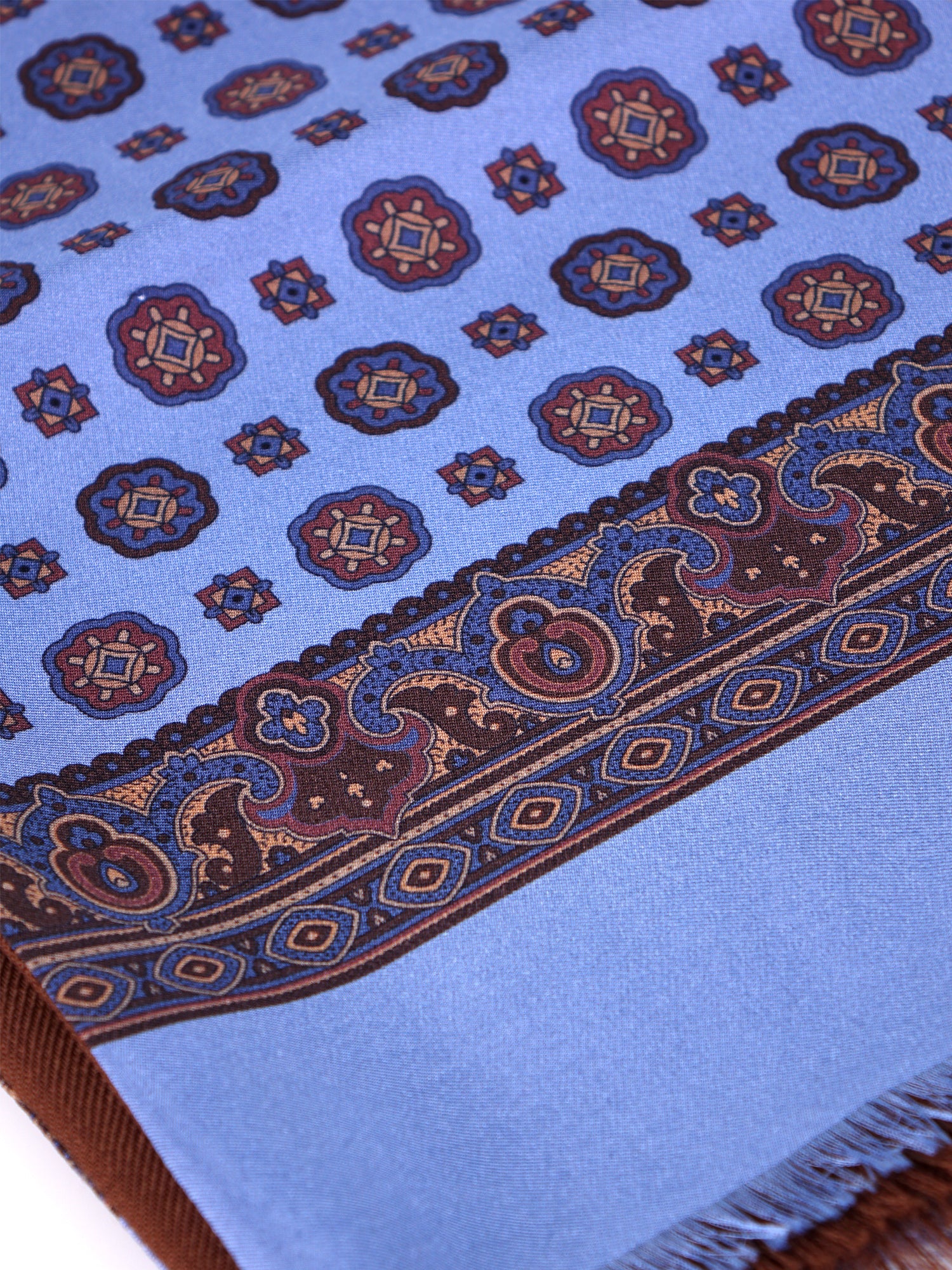 Sciarpa doppiata in seta\lana stampata MIMOSA celeste