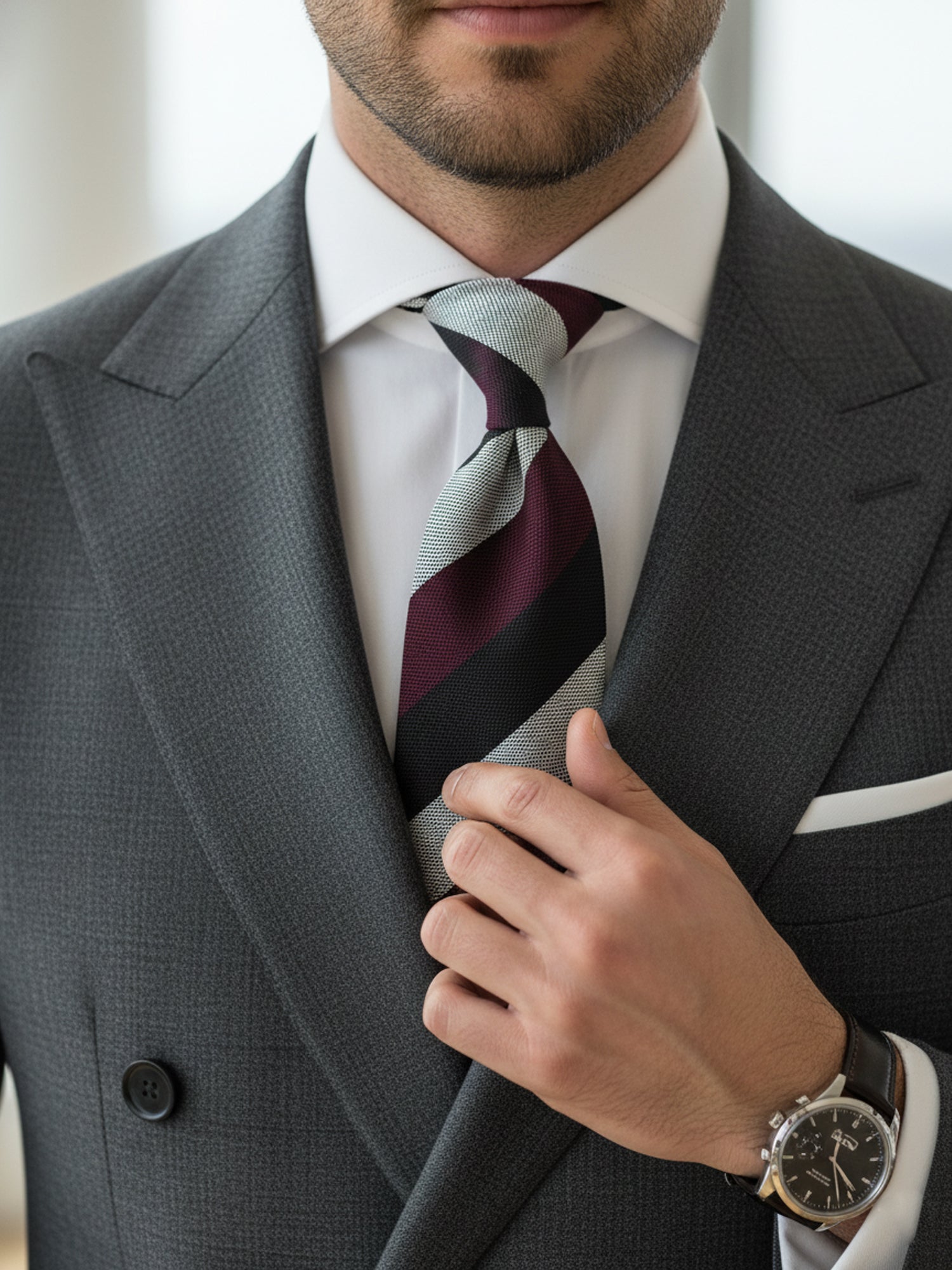 Cravatta bordeaux 3 pieghe in lana/seta MIRANDA