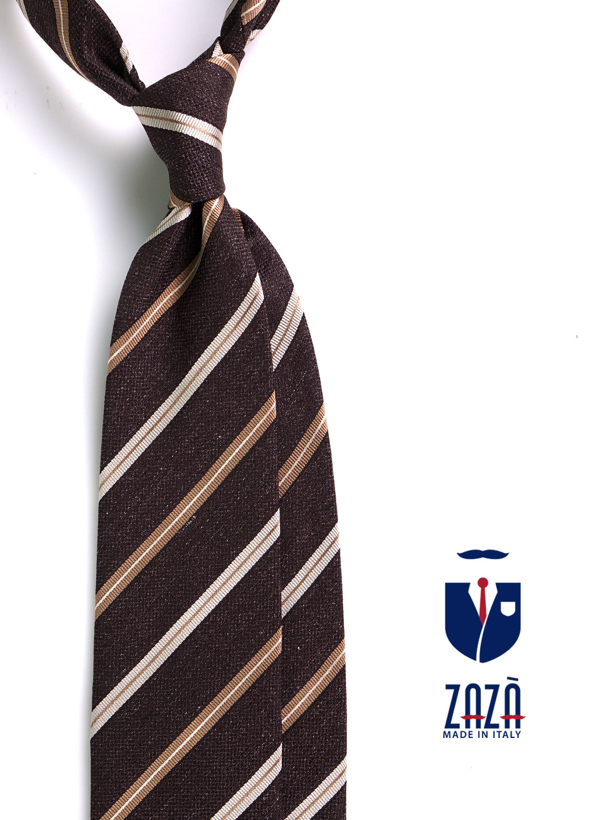 Cravatta 3 pieghe MOGANO seta\cotone marrone